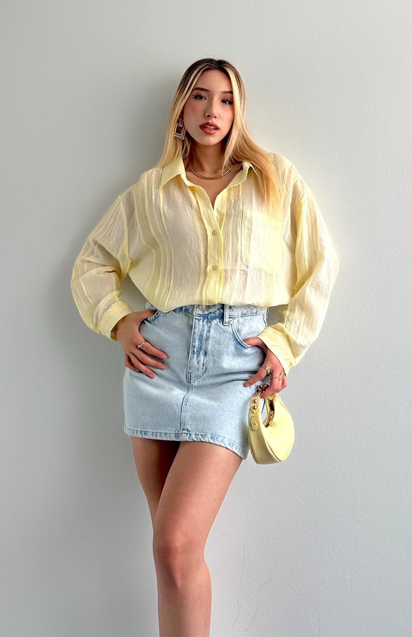 Cepli Oversize Gömlek SARI