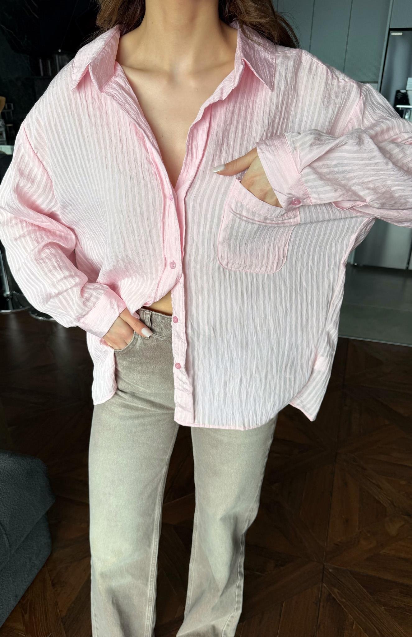 Cepli Oversize Günbet Gömlek PEMBE