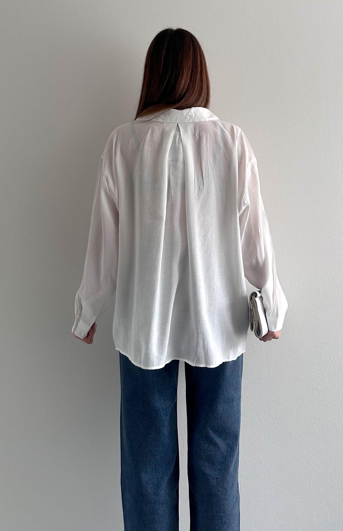 Cepli Oversize Modal Gömlek EKRU