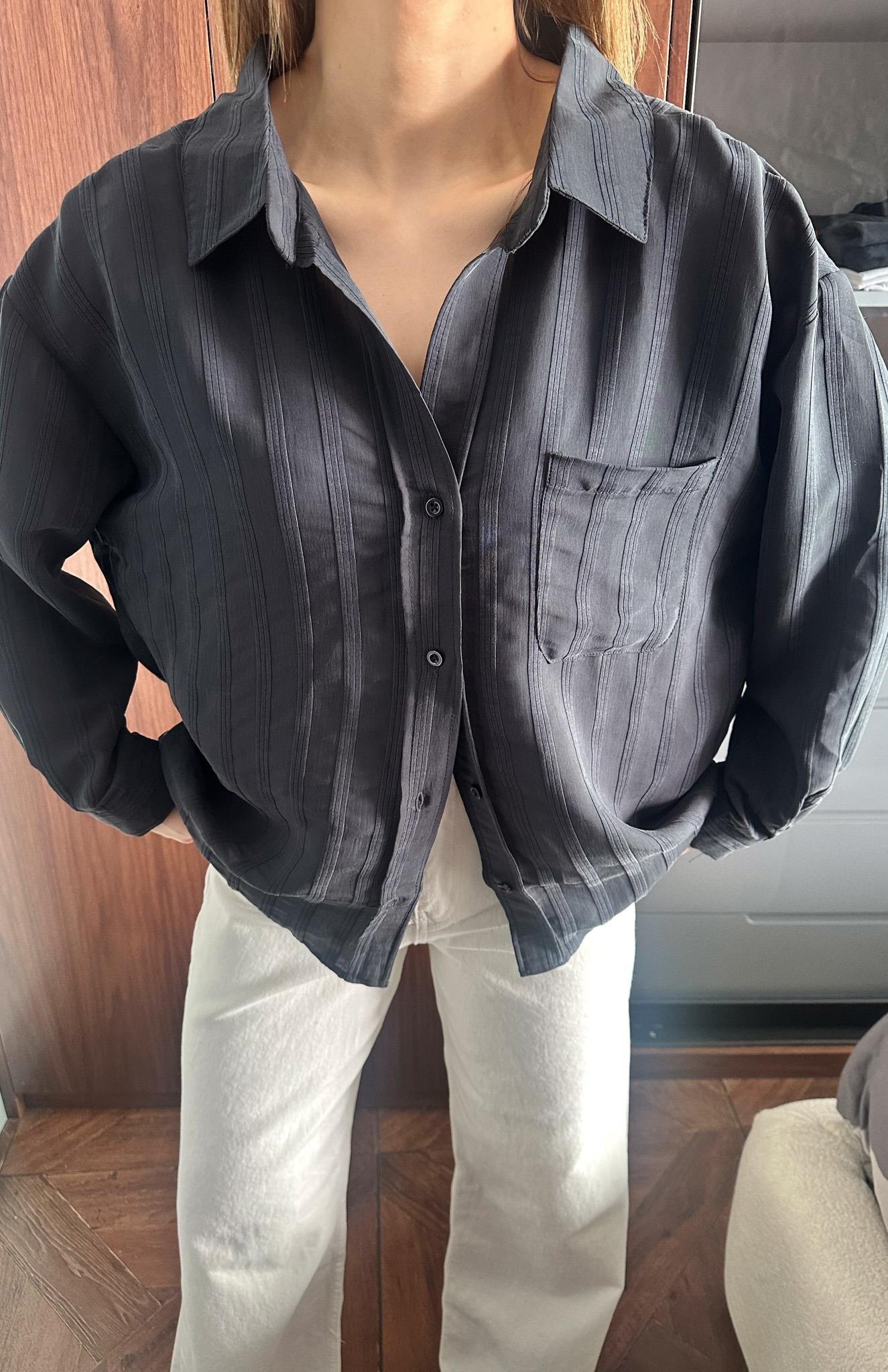 Cepli Oversize Vilto Gömlek SİYAH