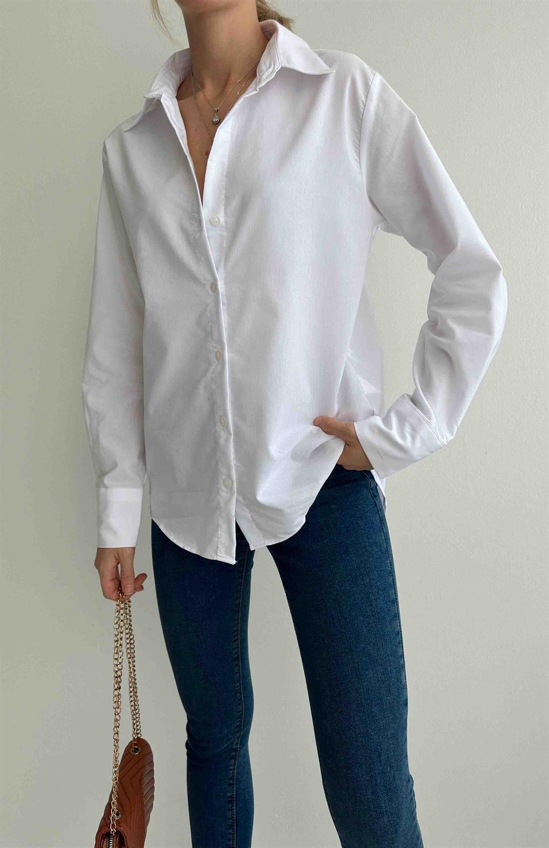 Cepsiz Basıc  Gömlek BEYAZ