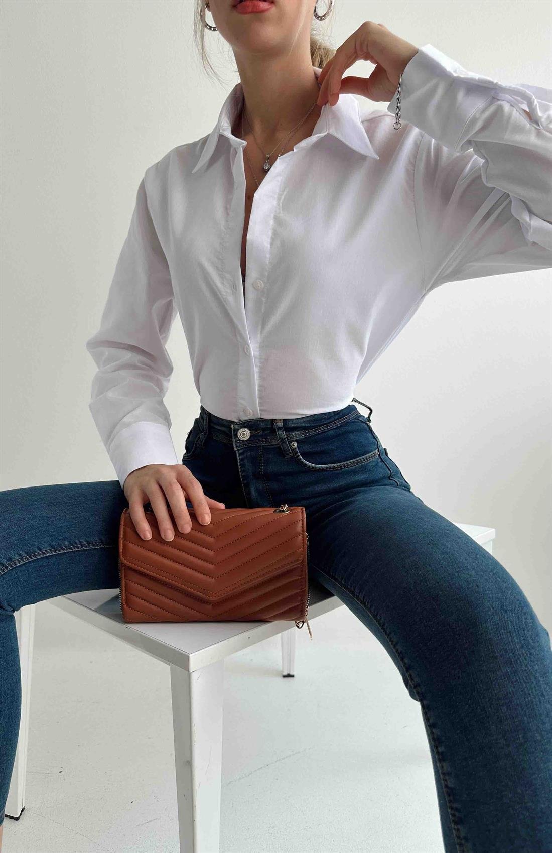 Cepsiz Basıc  Gömlek BEYAZ