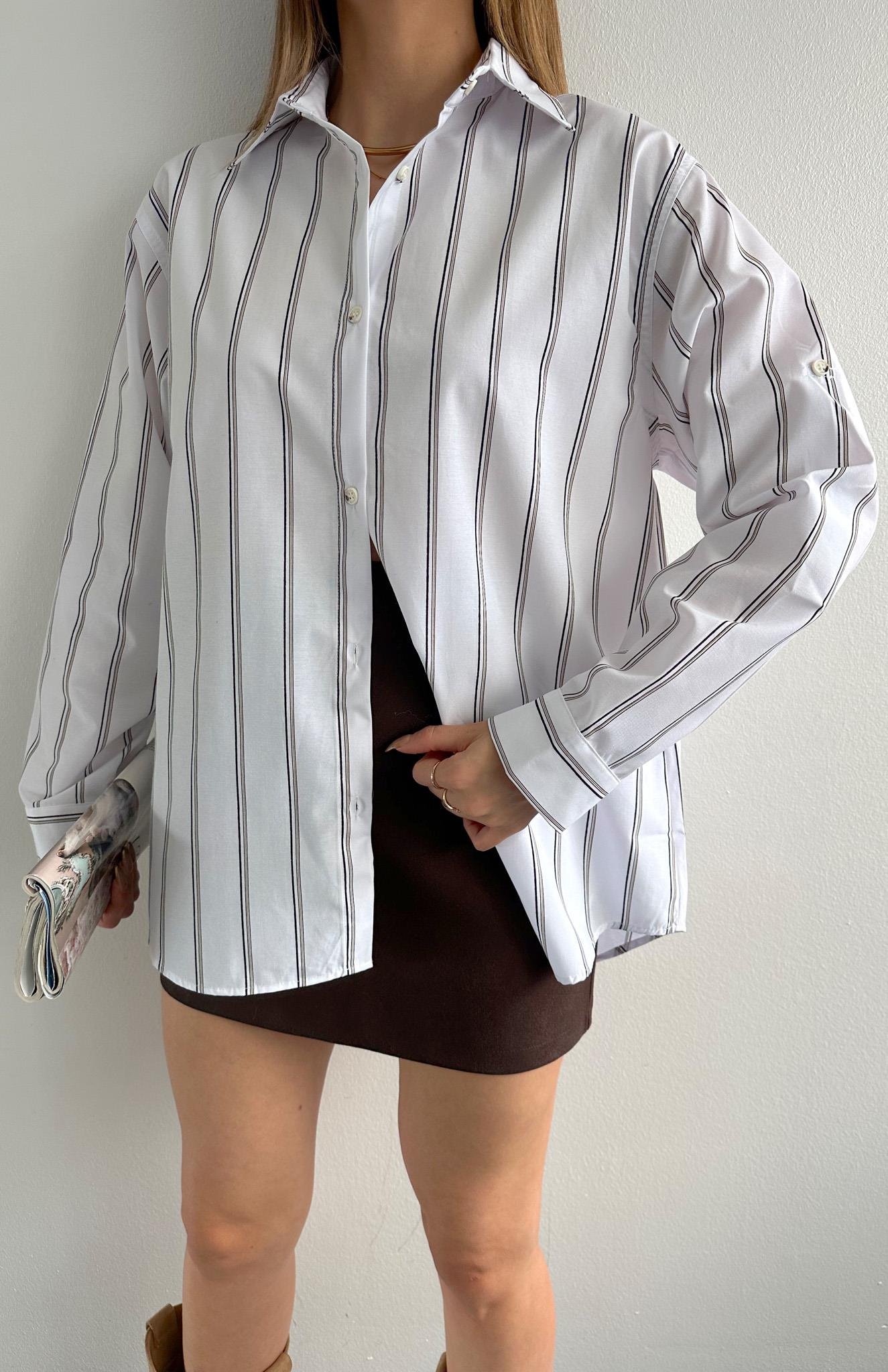 Çizgili Gömlek BEYAZ