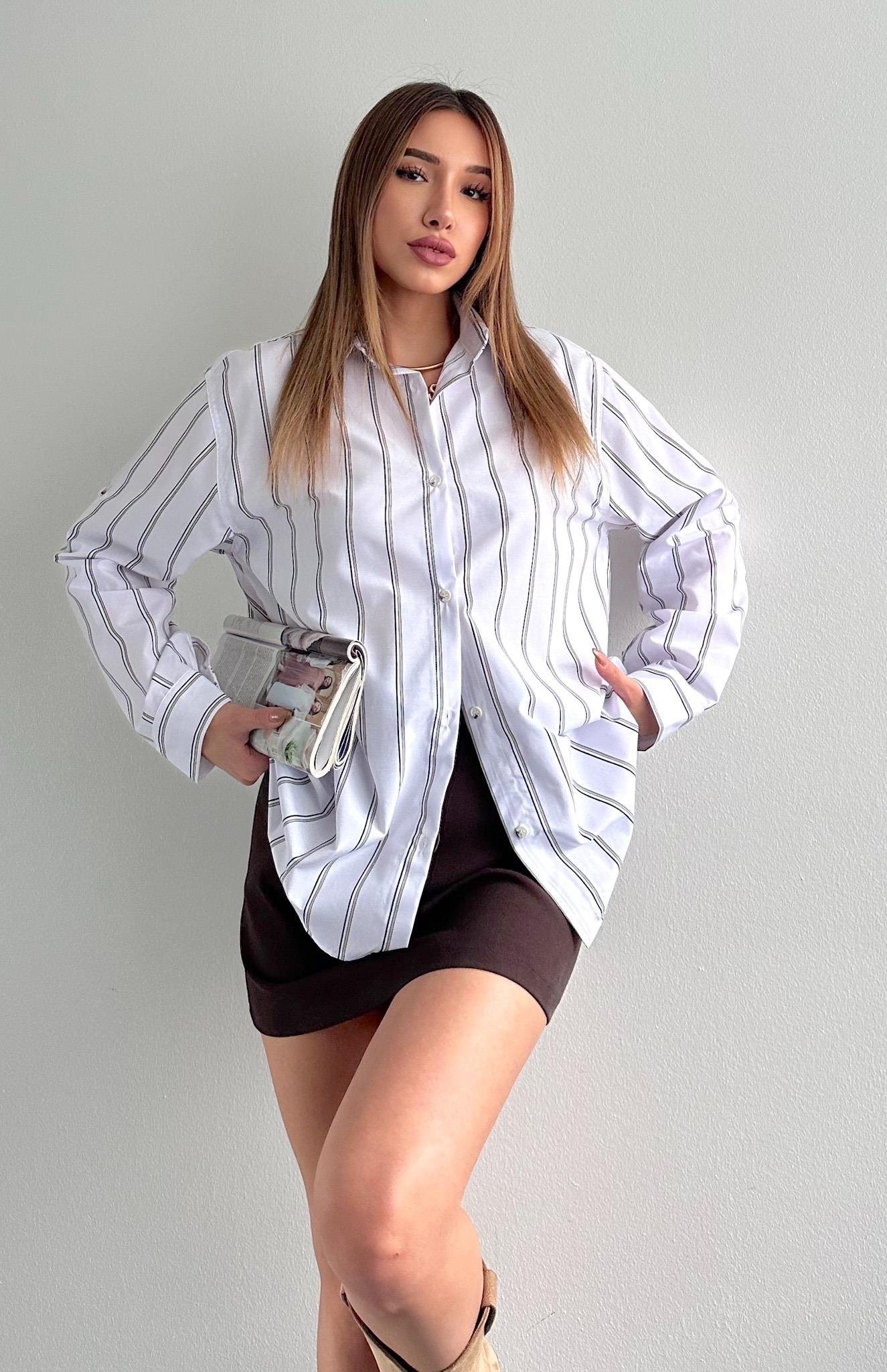 Çizgili Gömlek BEYAZ