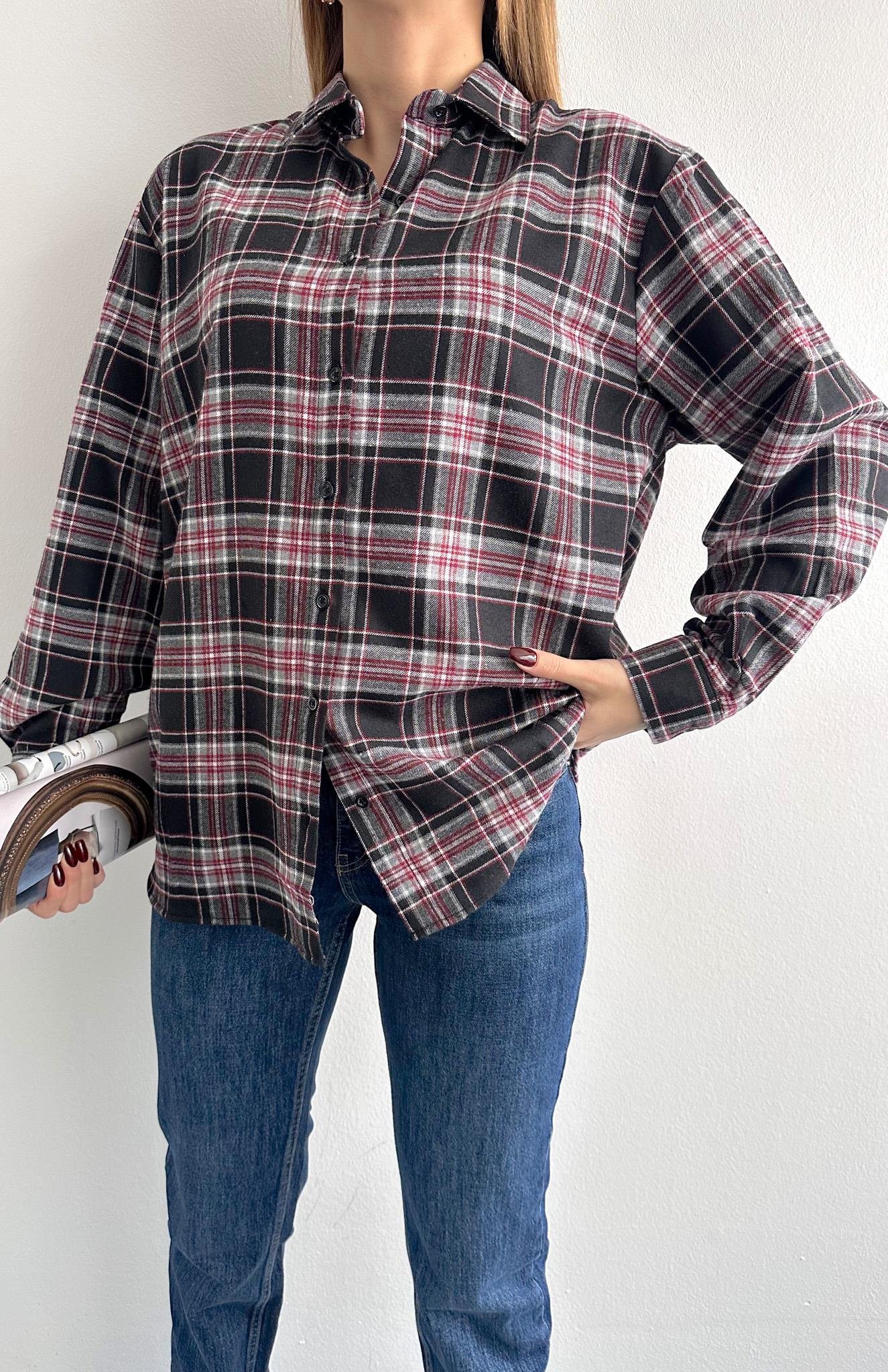 Ekose Gömlek SİYAH