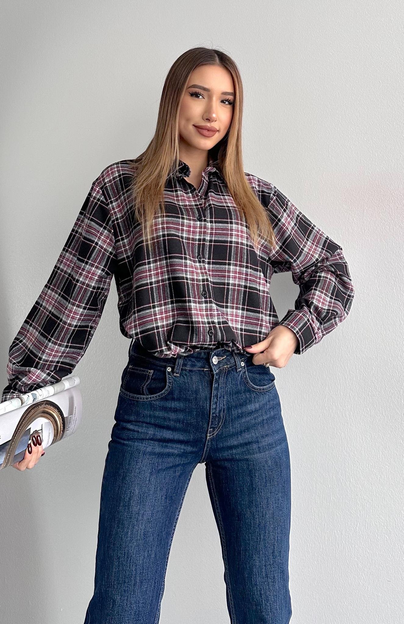 Ekose Gömlek SİYAH