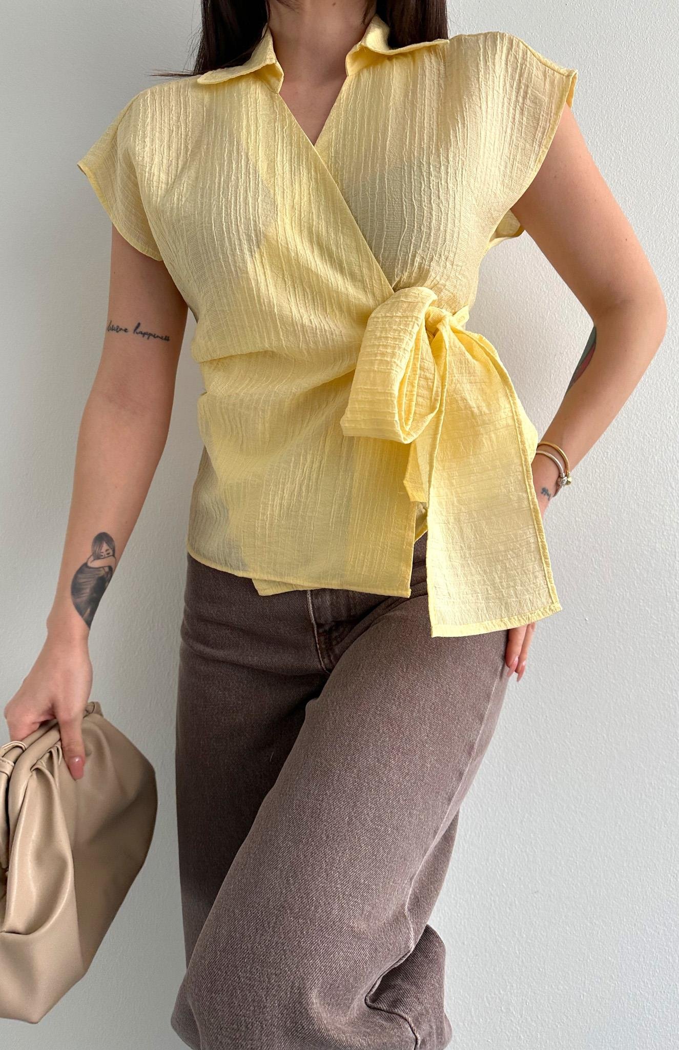 Kolsuz Bağlamalı Gömlek SARI