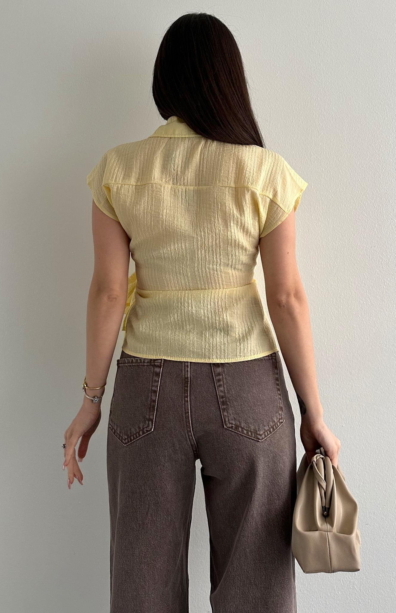 Kolsuz Bağlamalı Gömlek SARI