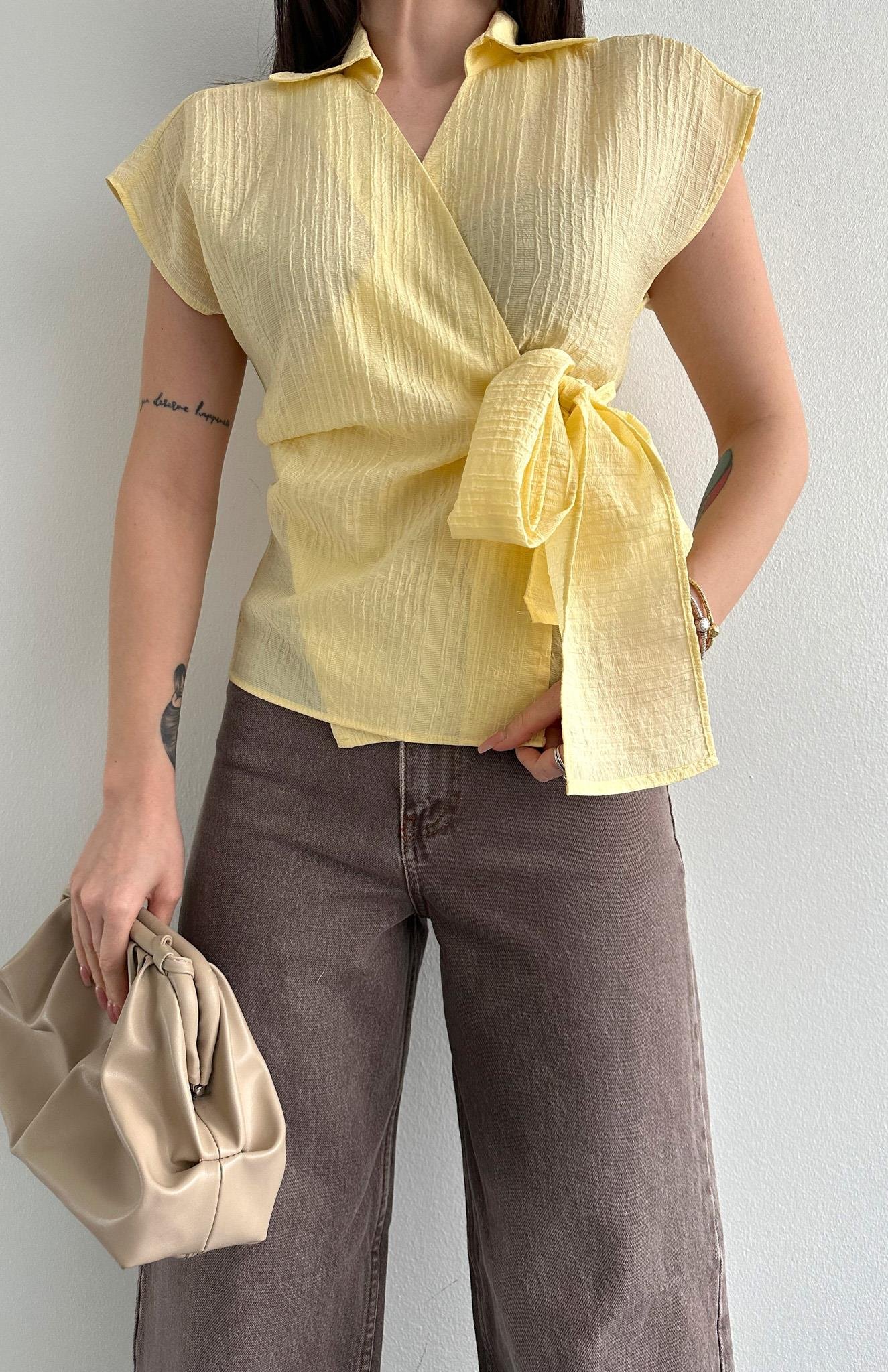 Kolsuz Bağlamalı Gömlek SARI