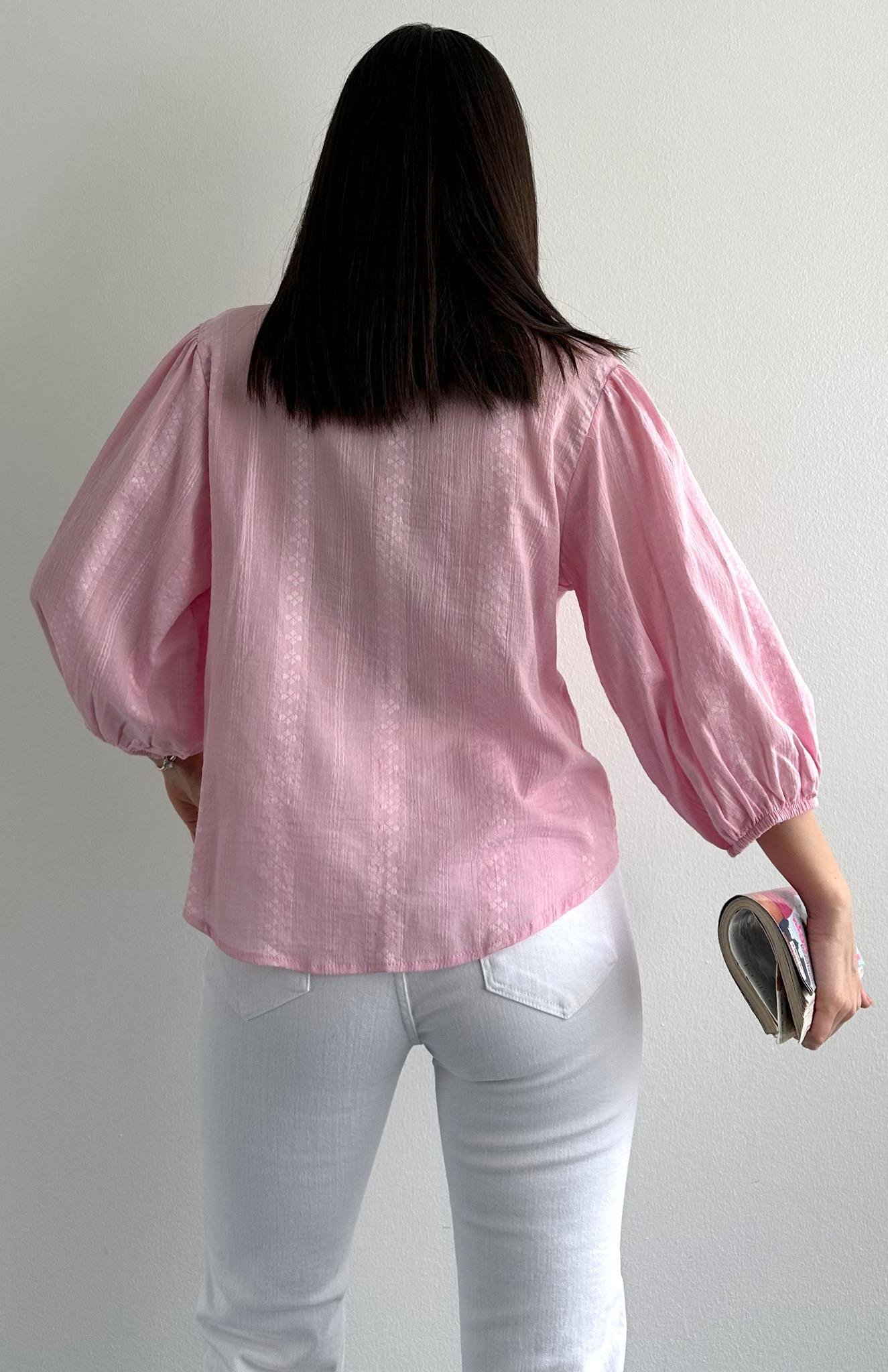 Nevür Detaylı Balon Kol Gömlek PEMBE