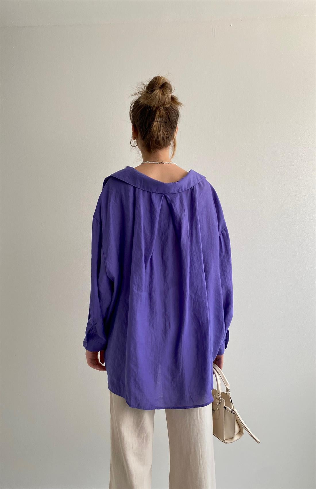 Omzu Düşük Oversize Gömlek MOR