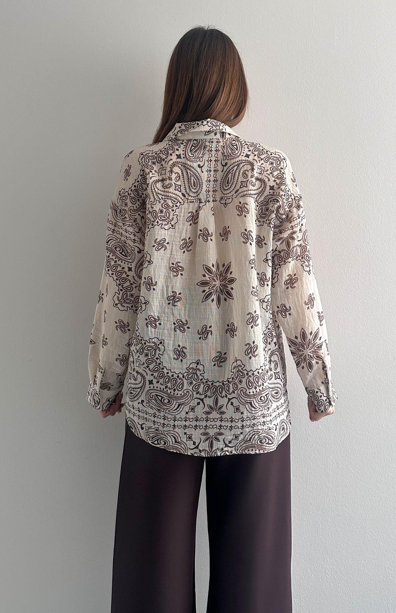 Şal Desen Gömlek EKRU