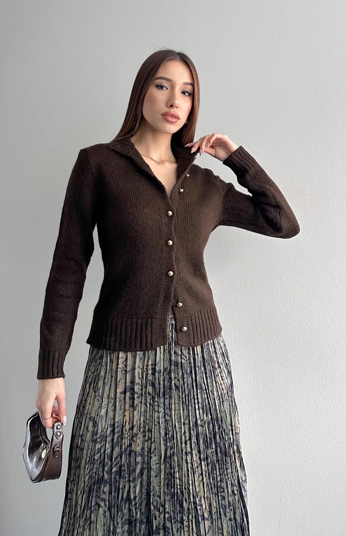 Boğazli Hırka KOYU KAHVE