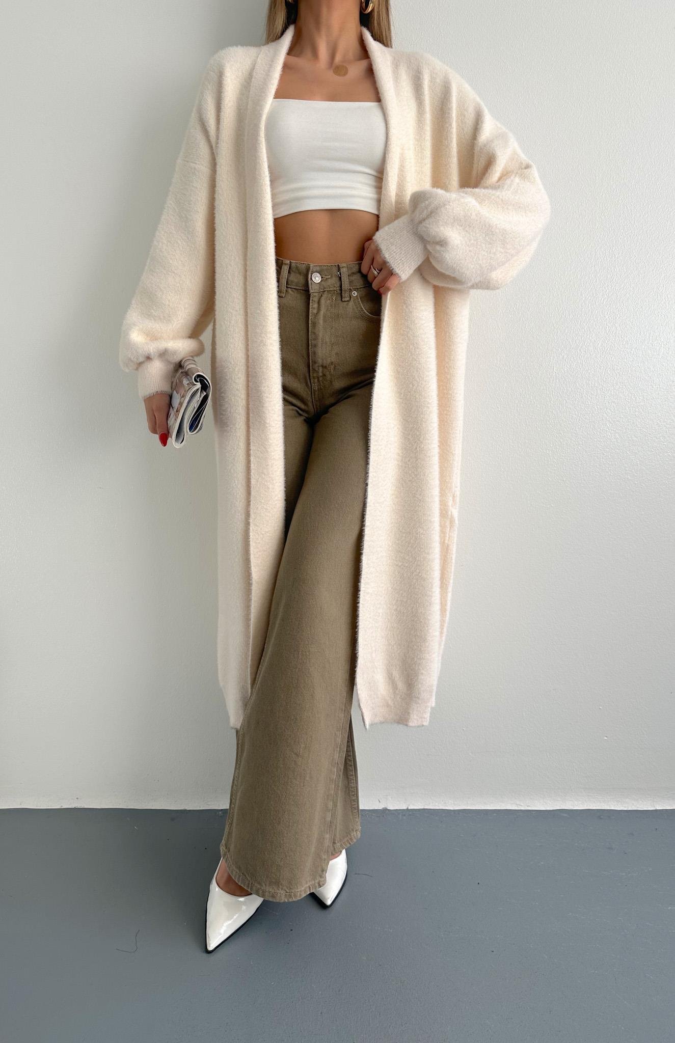 Boydan Triko Hırka KREM