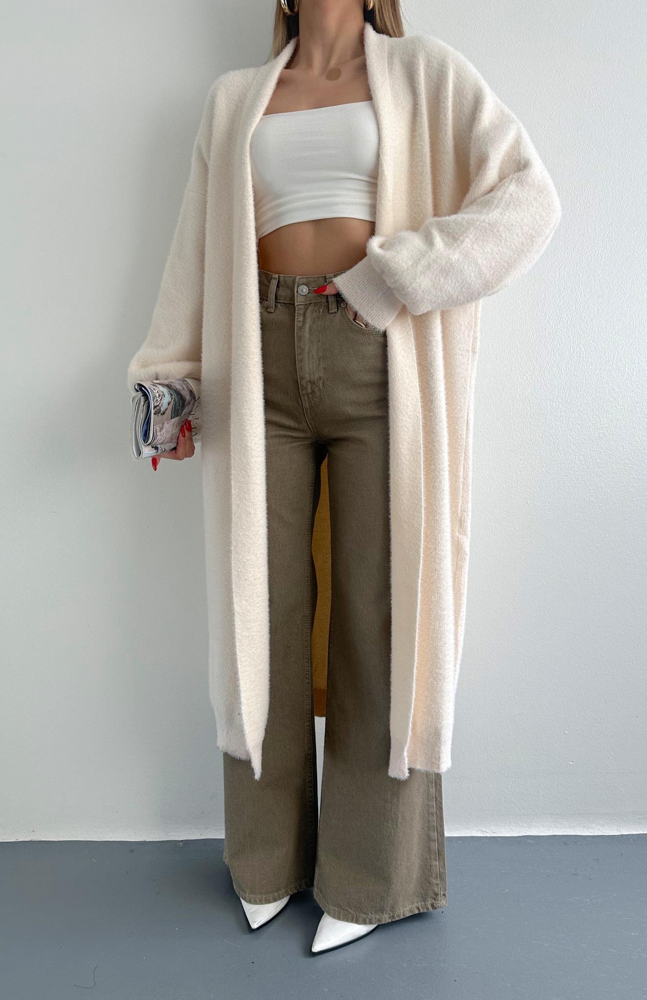 Boydan Triko Hırka KREM