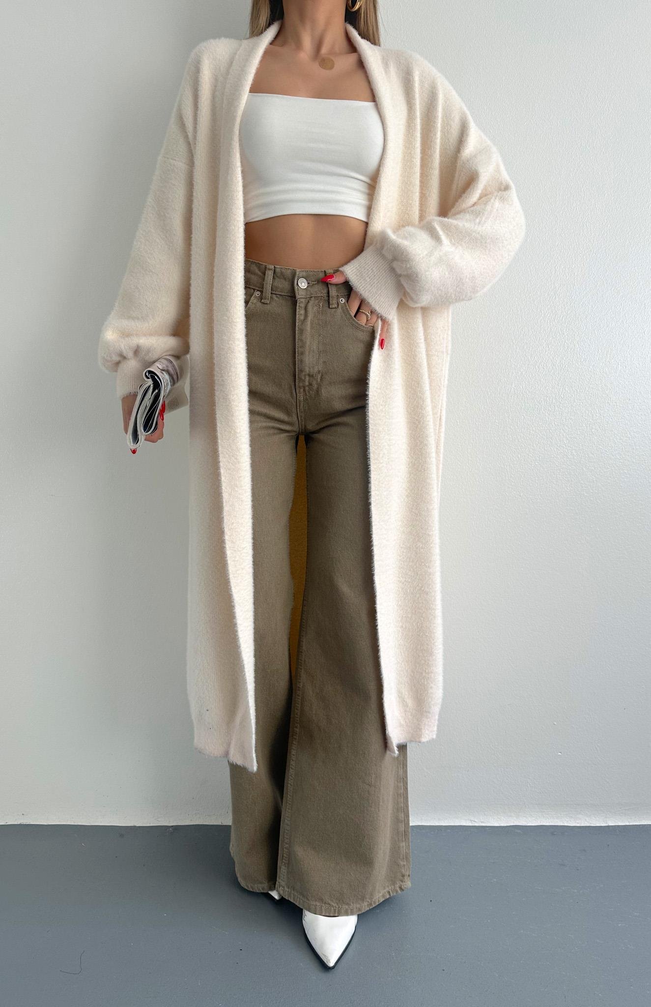 Boydan Triko Hırka KREM