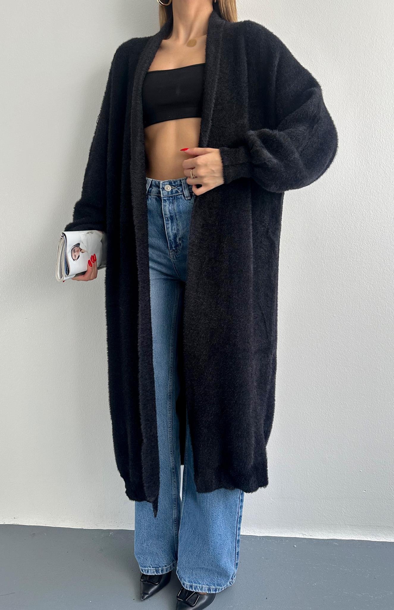 Boydan Triko Hırka SİYAH