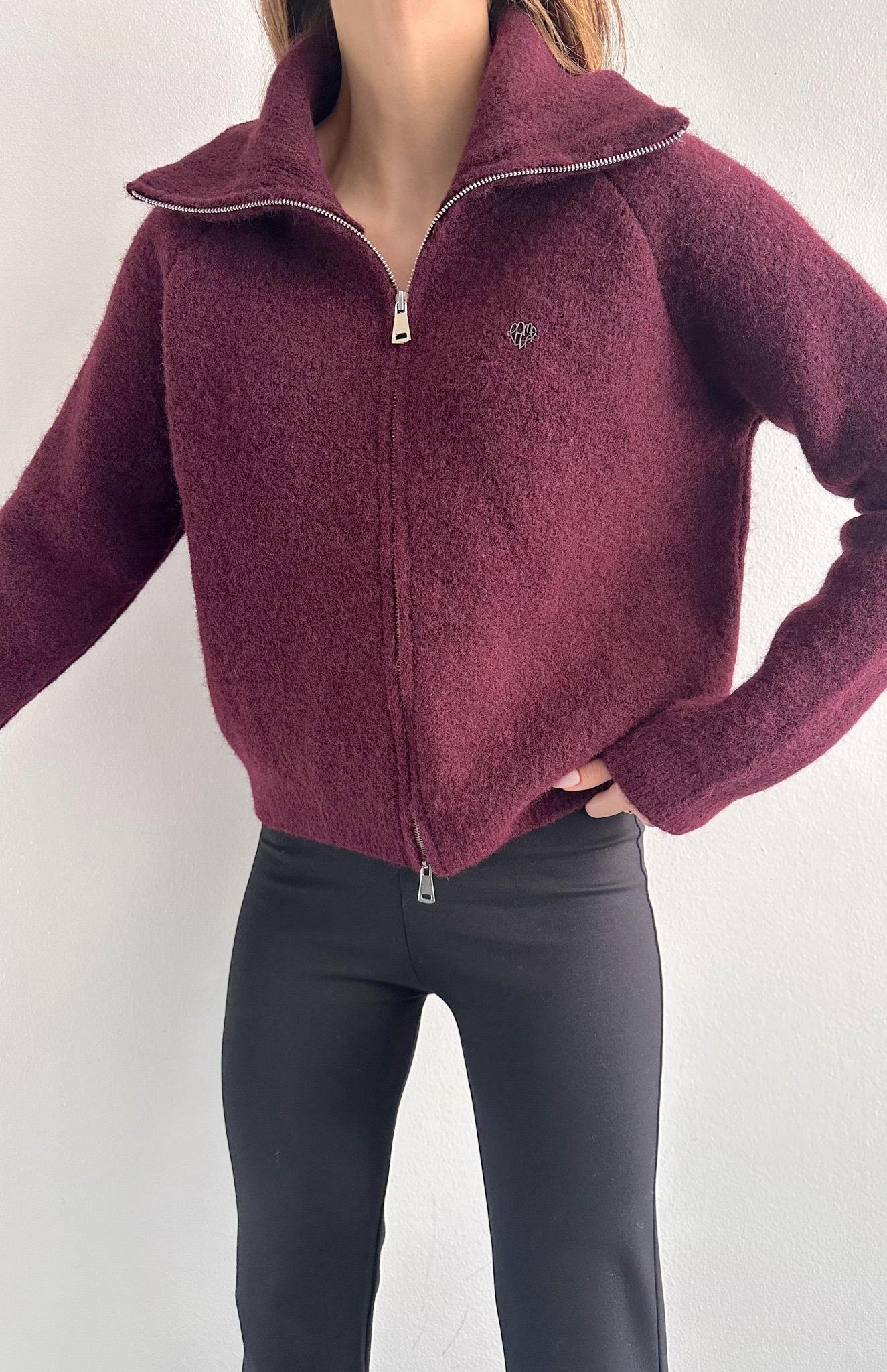 Çift Fermuarlı Lena Hırka MÜRDÜM