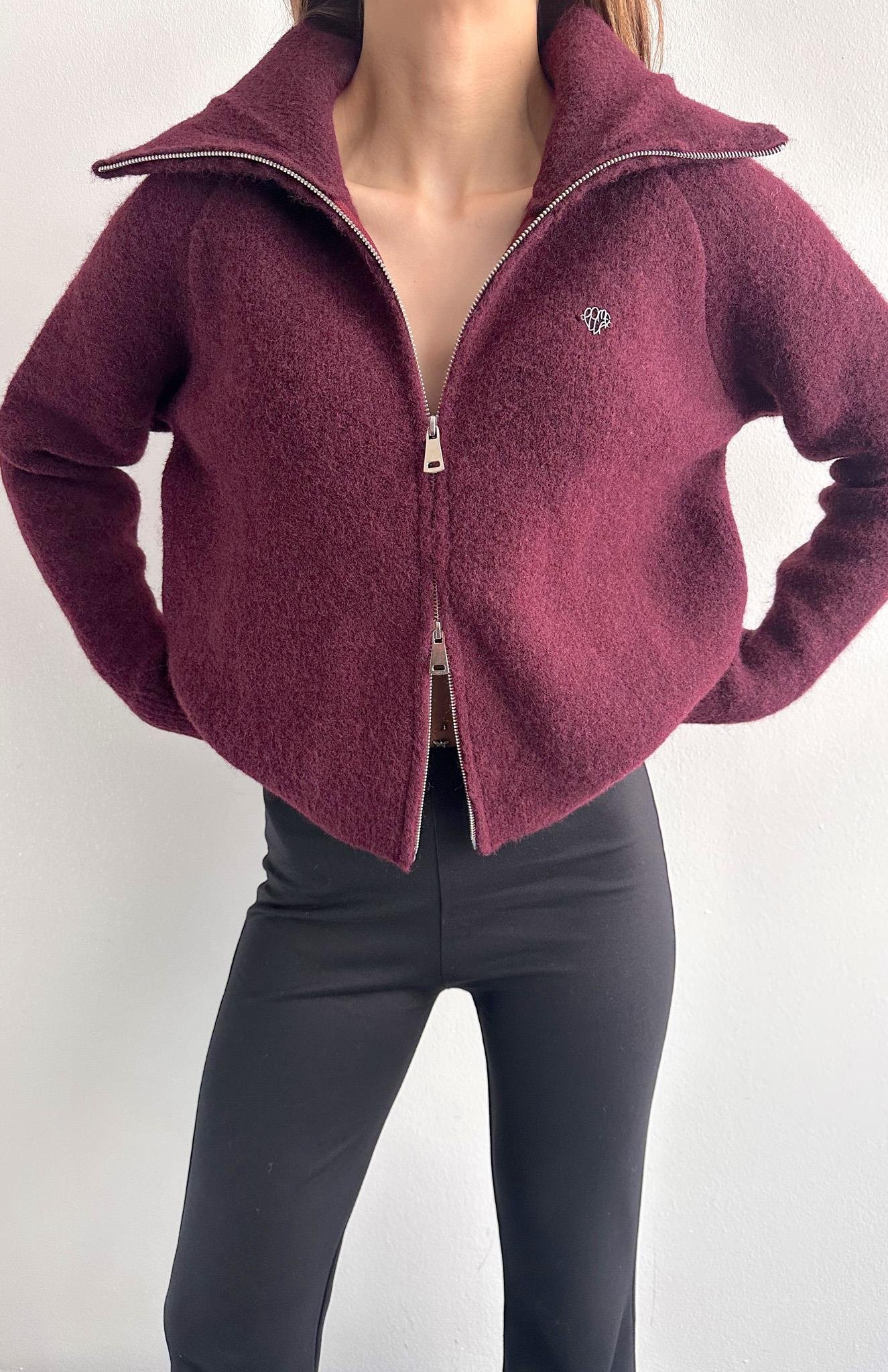 Çift Fermuarlı Lena Hırka MÜRDÜM