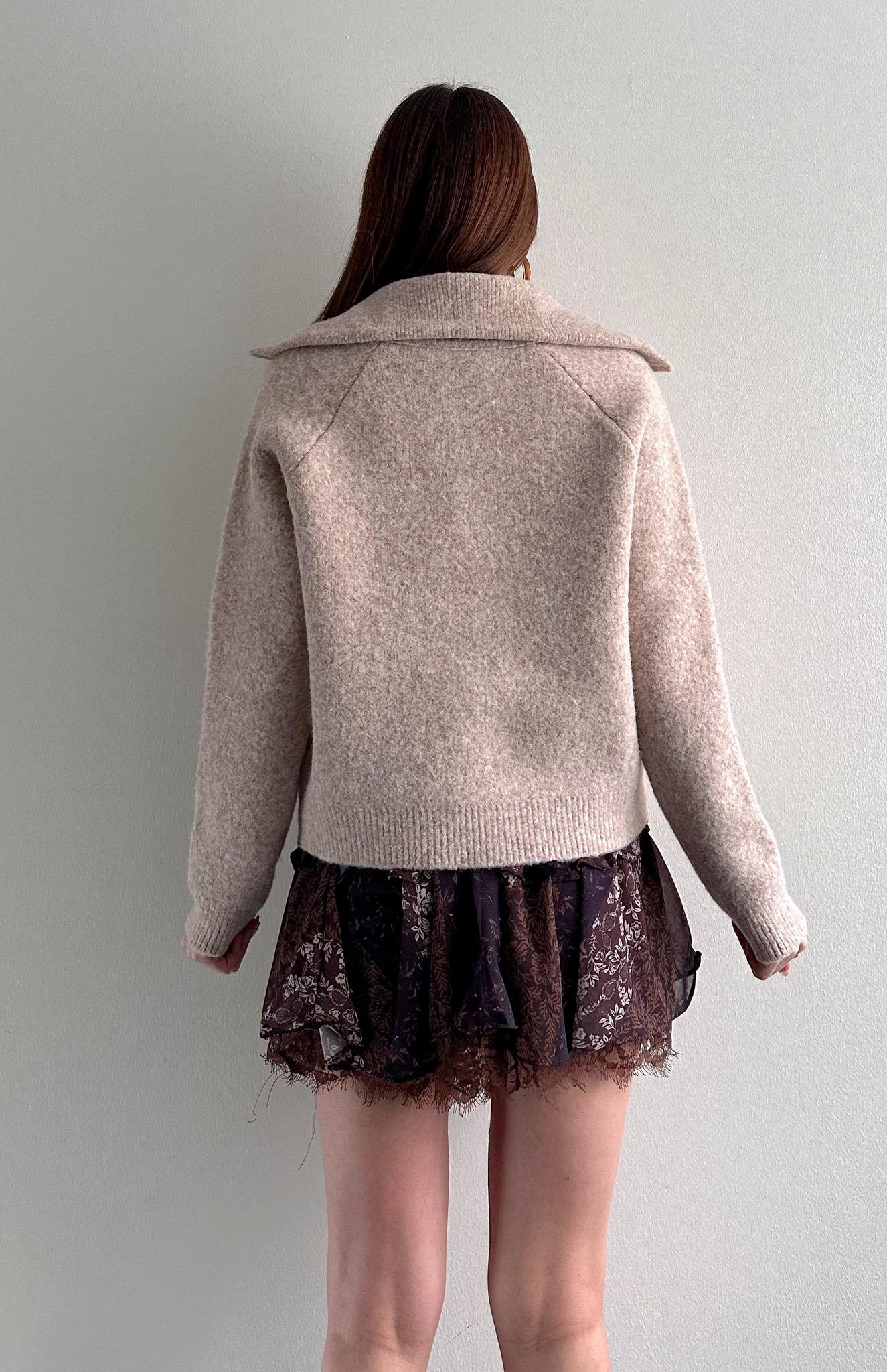 Çift Fermuarlı Lena Hırka VİZON