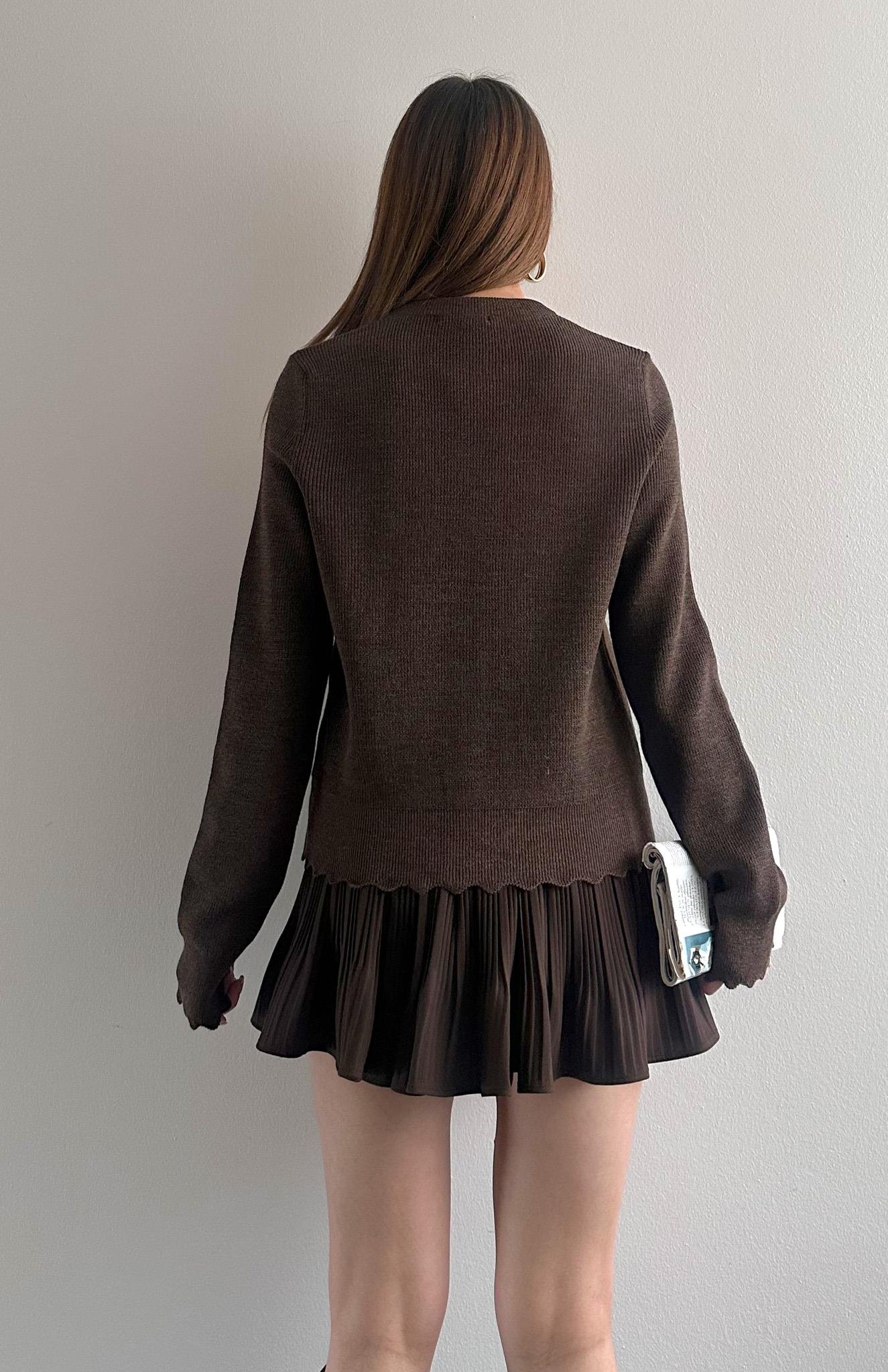 Dantel Fuarlı Hırka KAHVERENGİ