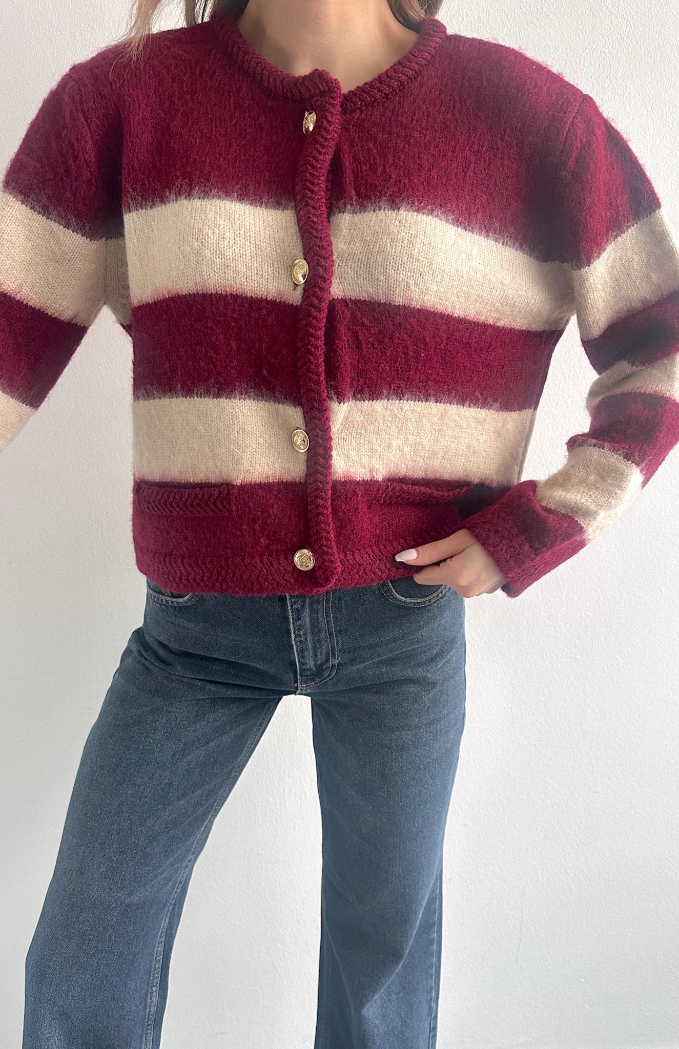 Fırça Şardonlu Crop Hırka BORDO