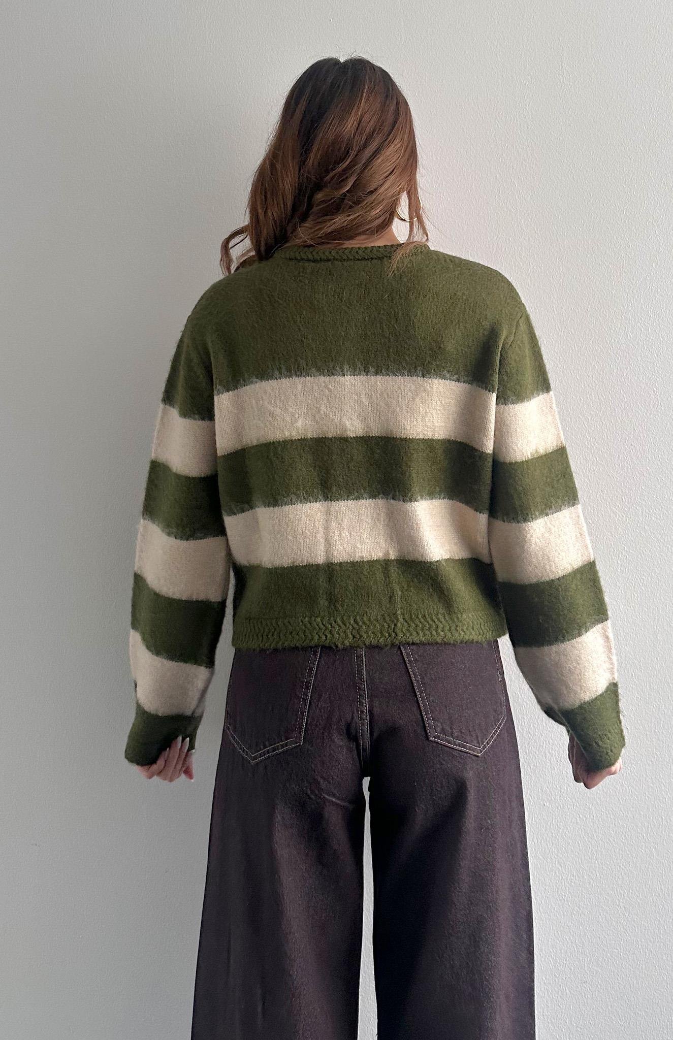 Fırça Şardonlu Crop Hırka HAKİ