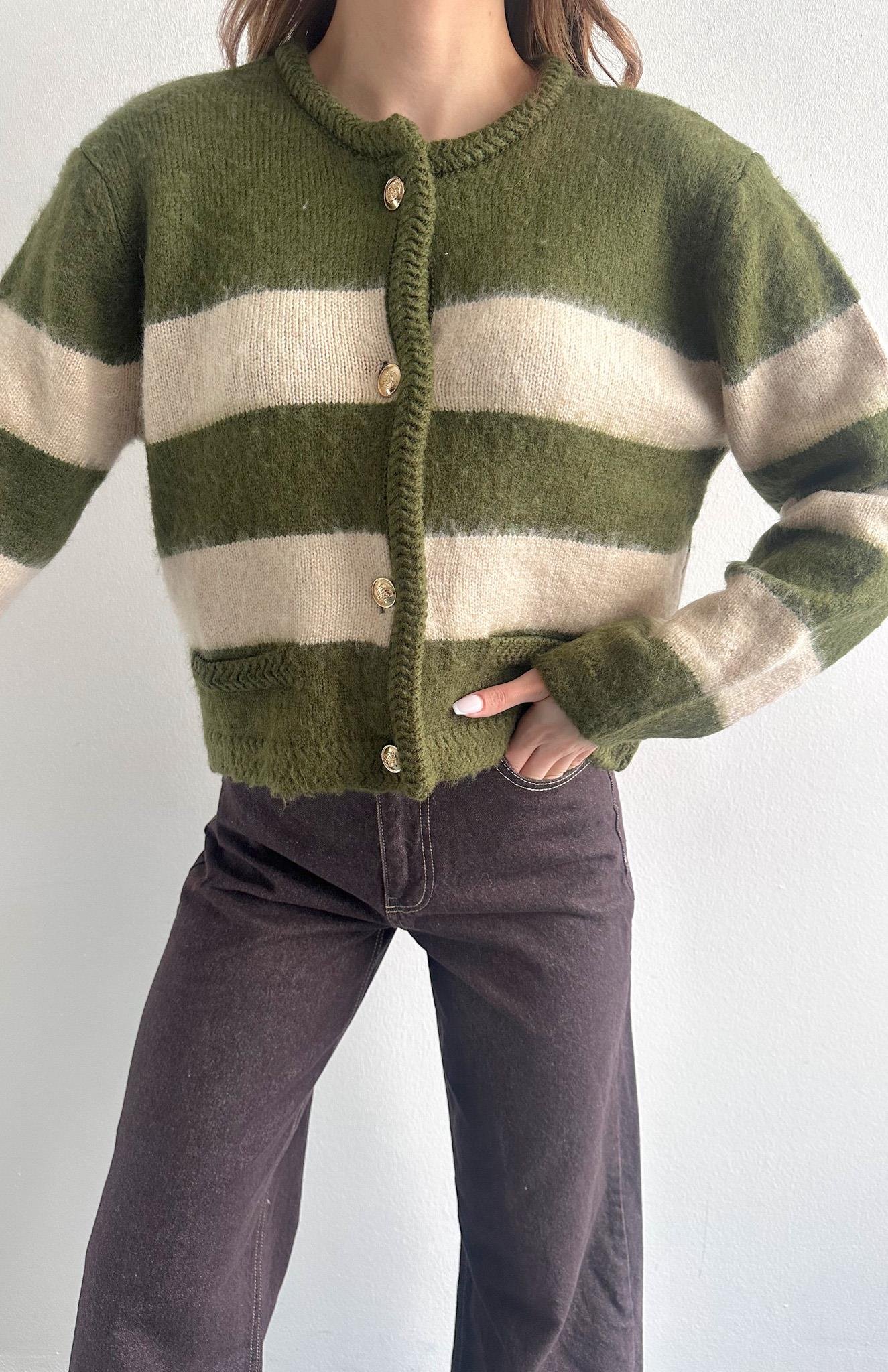 Fırça Şardonlu Crop Hırka HAKİ