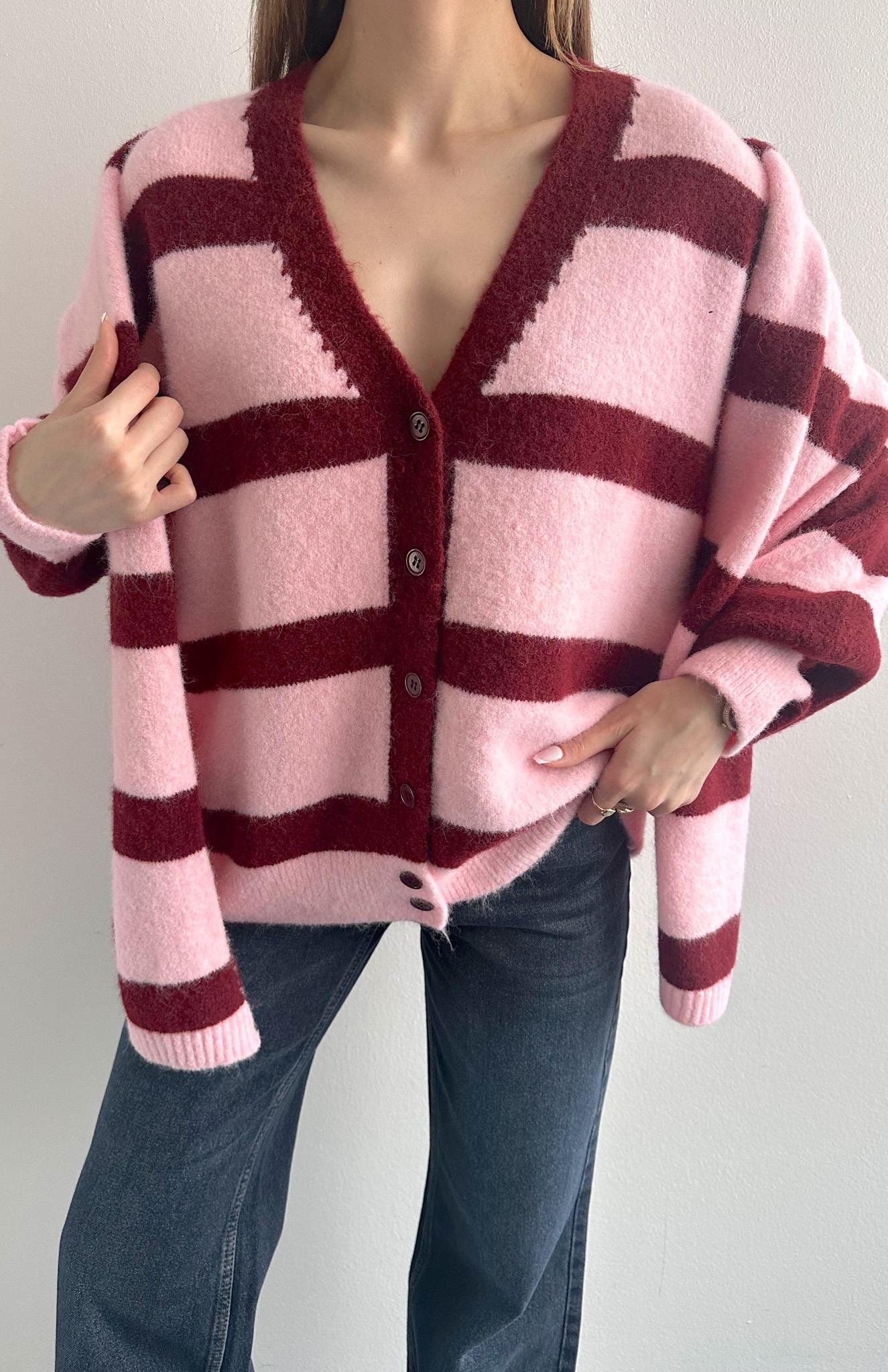 Hırka Atkı Kombin Triko PEMBE