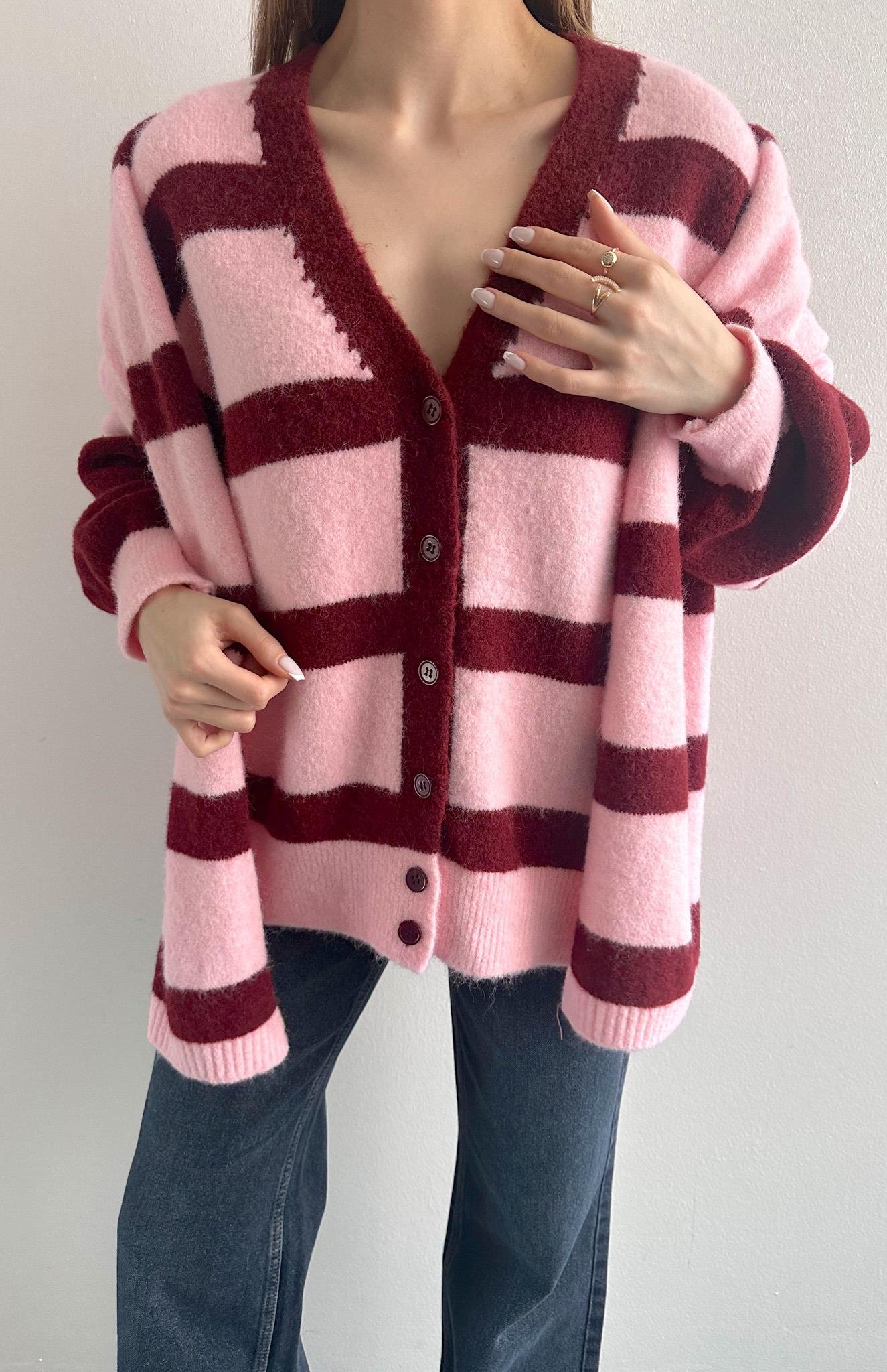 Hırka Atkı Kombin Triko PEMBE