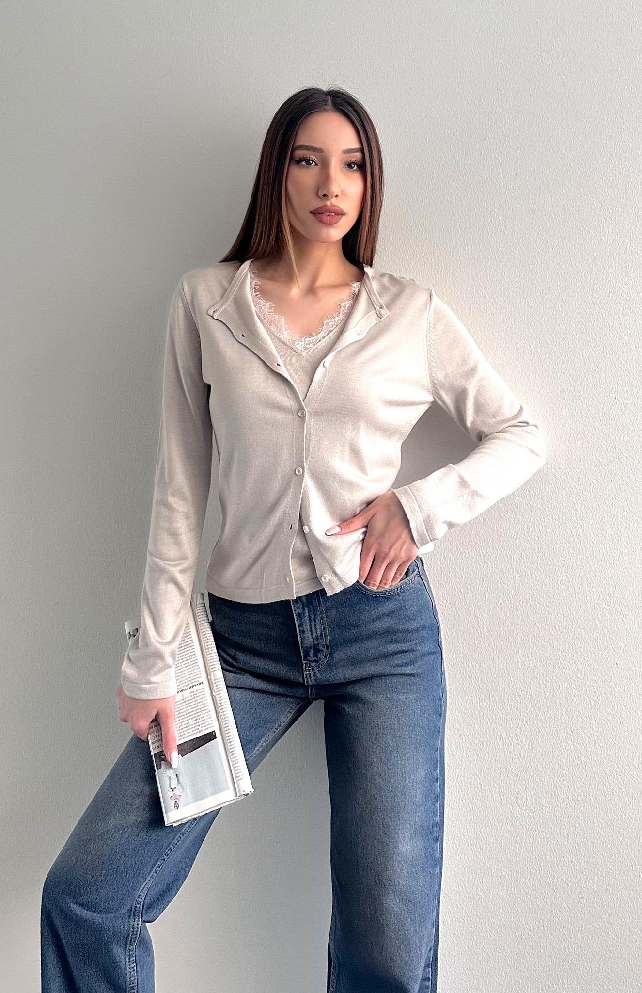 Kombine Dantel Hırka TAŞ