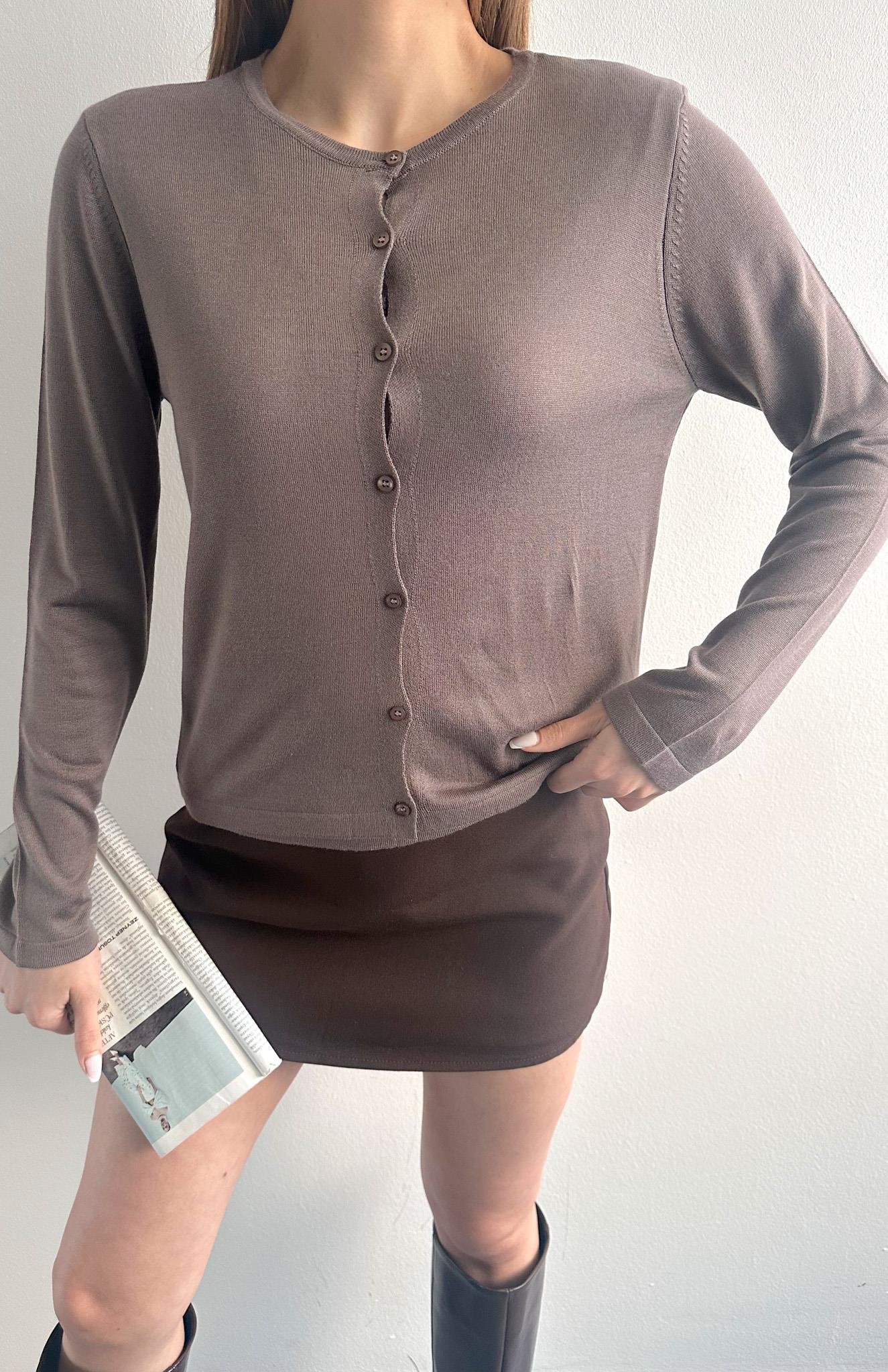 Kombine Dantel Hırka VİZON