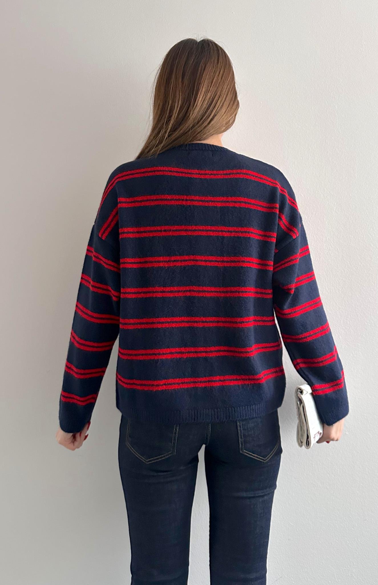 Miu Çizgili Hırka LACİVERT