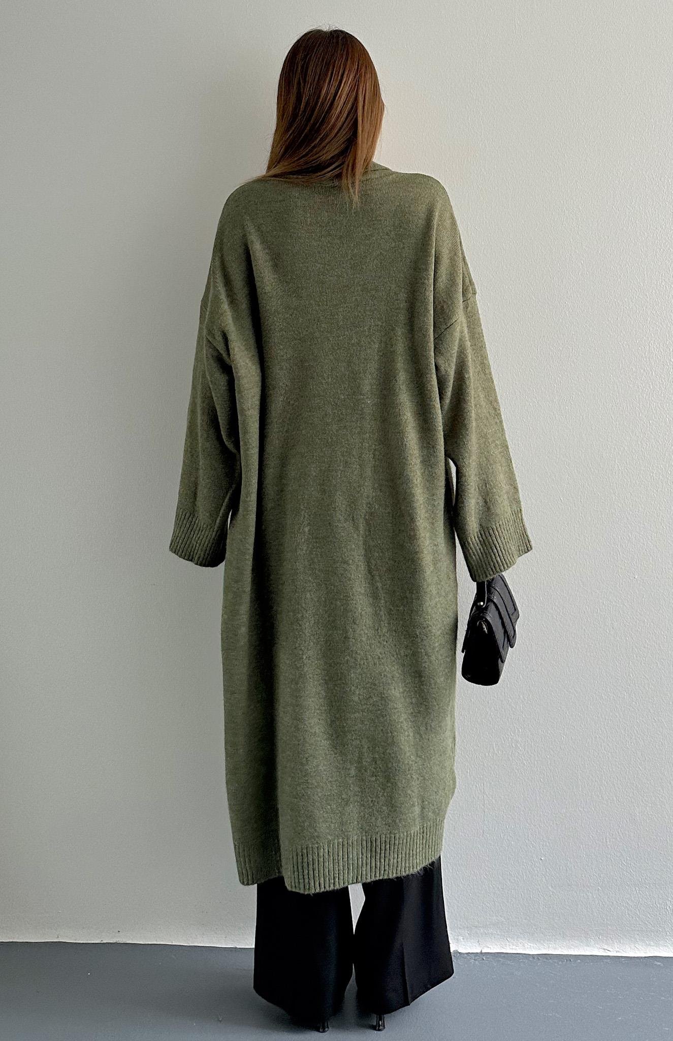 Önü Açık Şal Yaka Hırka A.YEŞİL