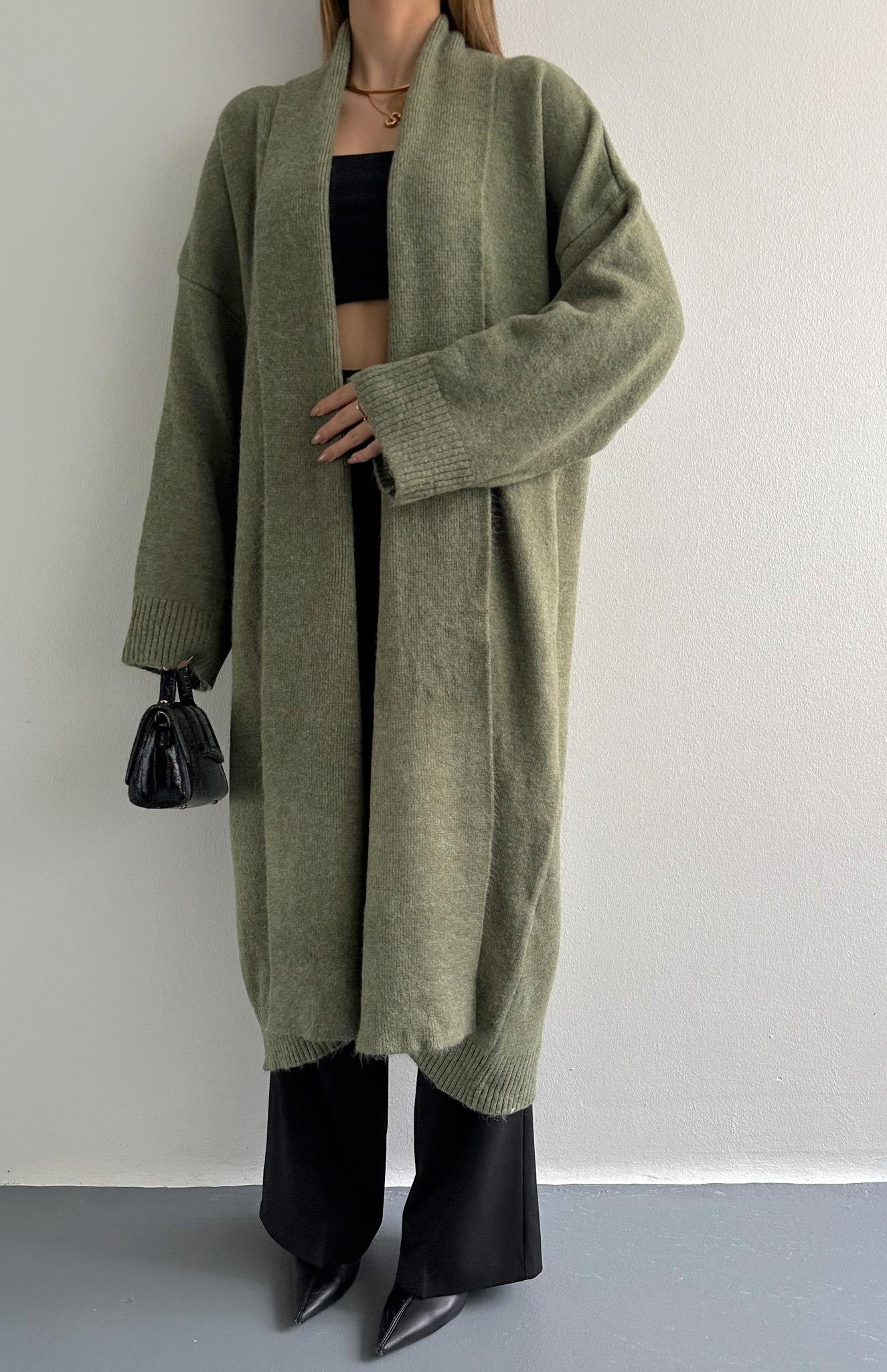 Önü Açık Şal Yaka Hırka A.YEŞİL