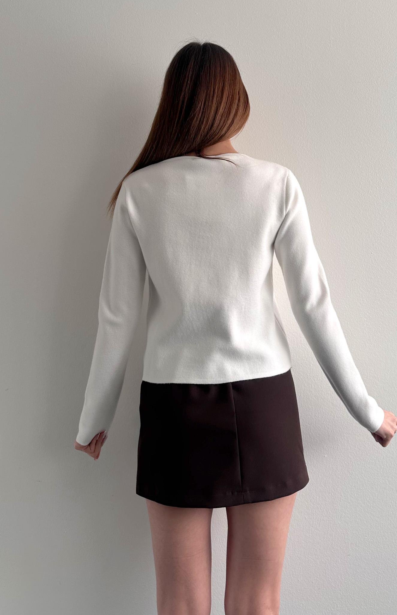 Önü Asimetrik Hırka EKRU