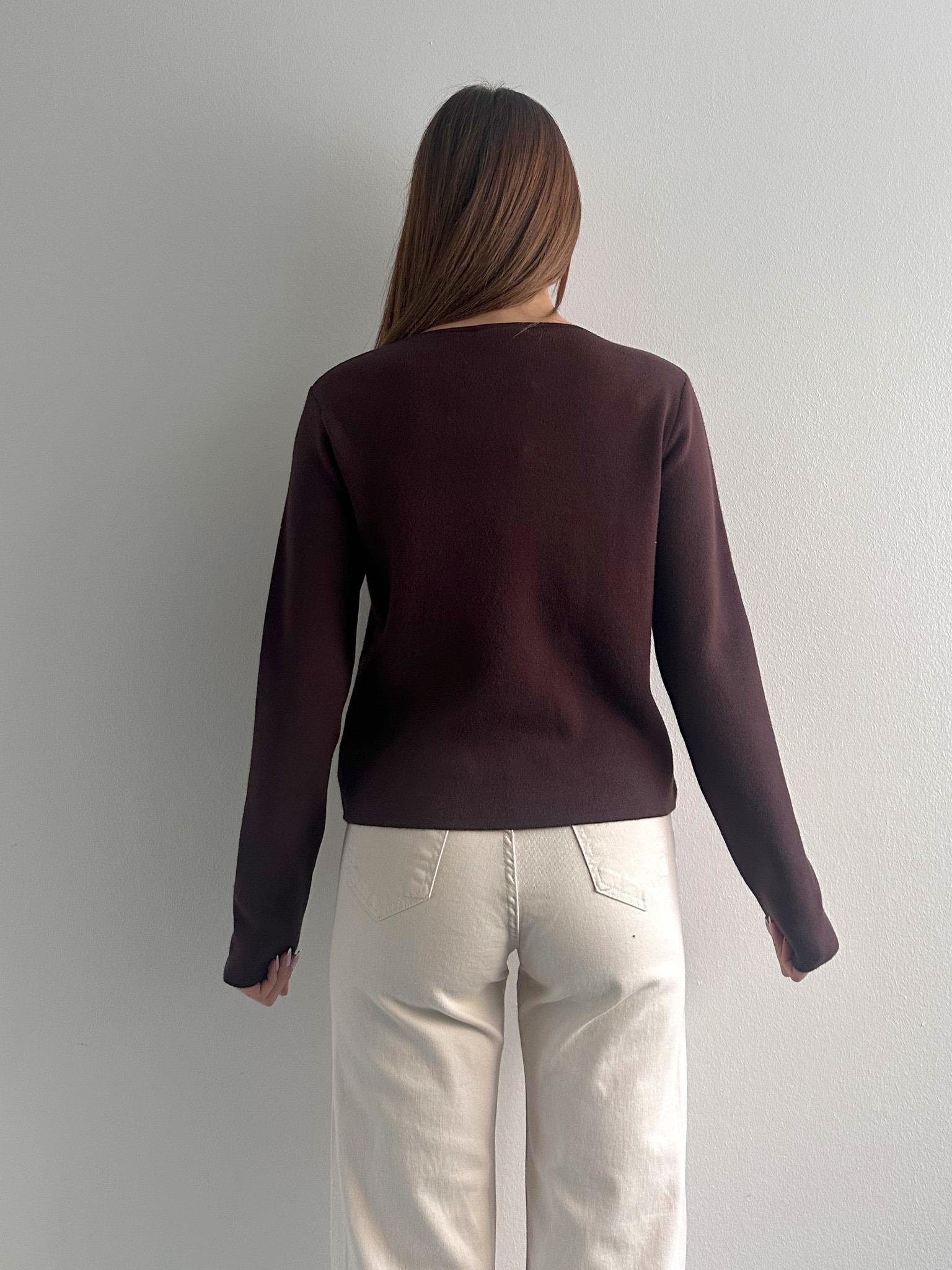 Önü Asimetrik Hırka KAHVERENGİ