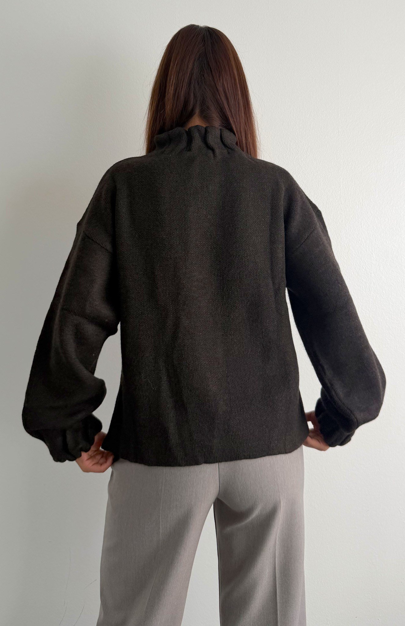 Örgü Çıtçıtlı Bomber Hırka KAHVERENGİ