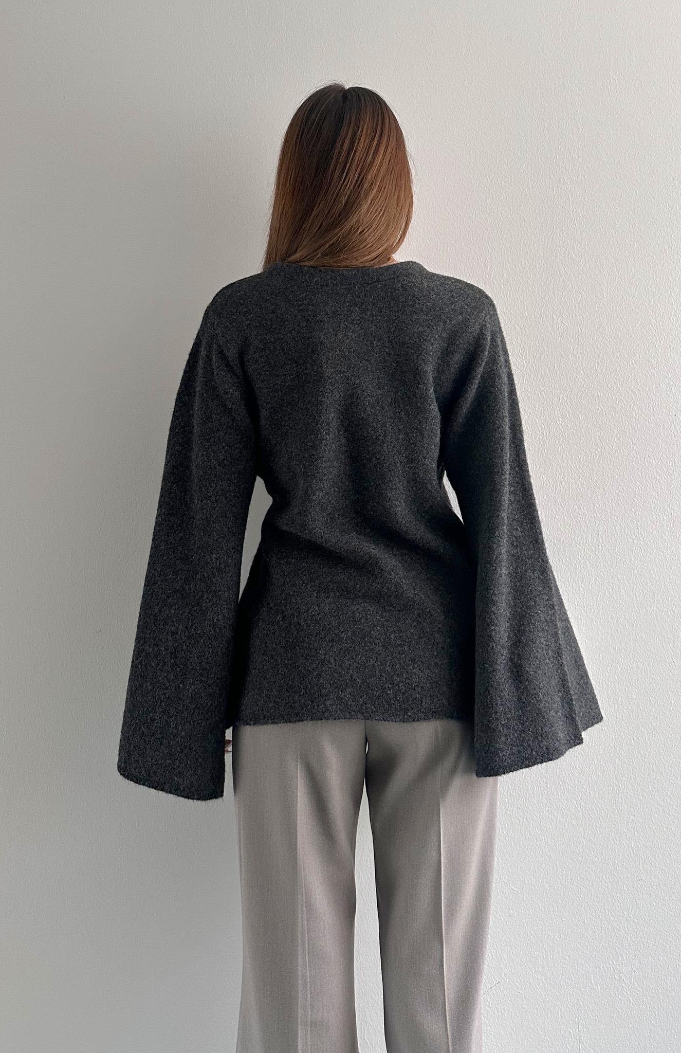 Pelerin Kesim Yün Karışım Triko ANTRASİT