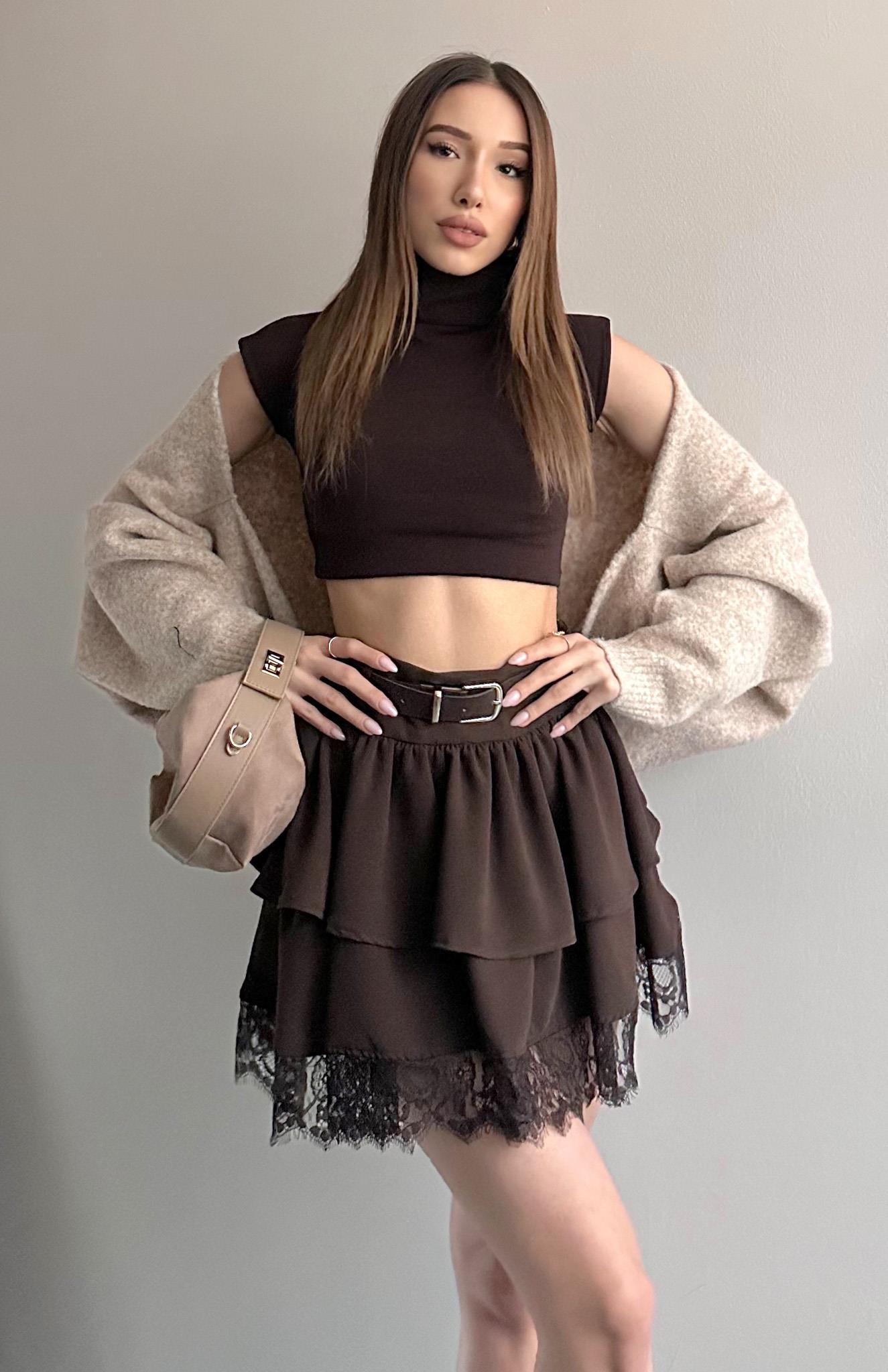 Yün Karışımlı Balon Bolero Hırka VİZON