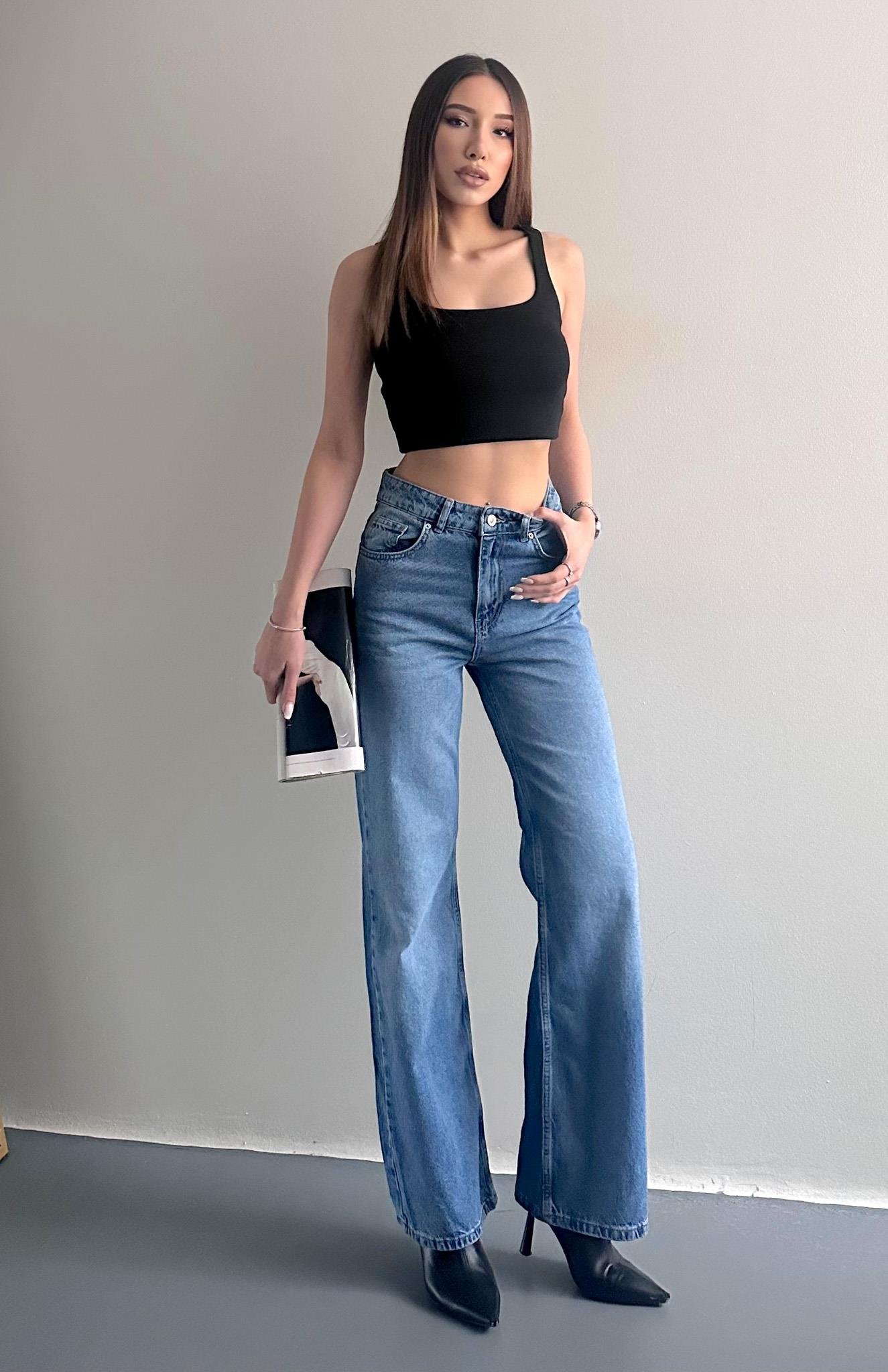 Basic Wideleg Pantolon MAVİ