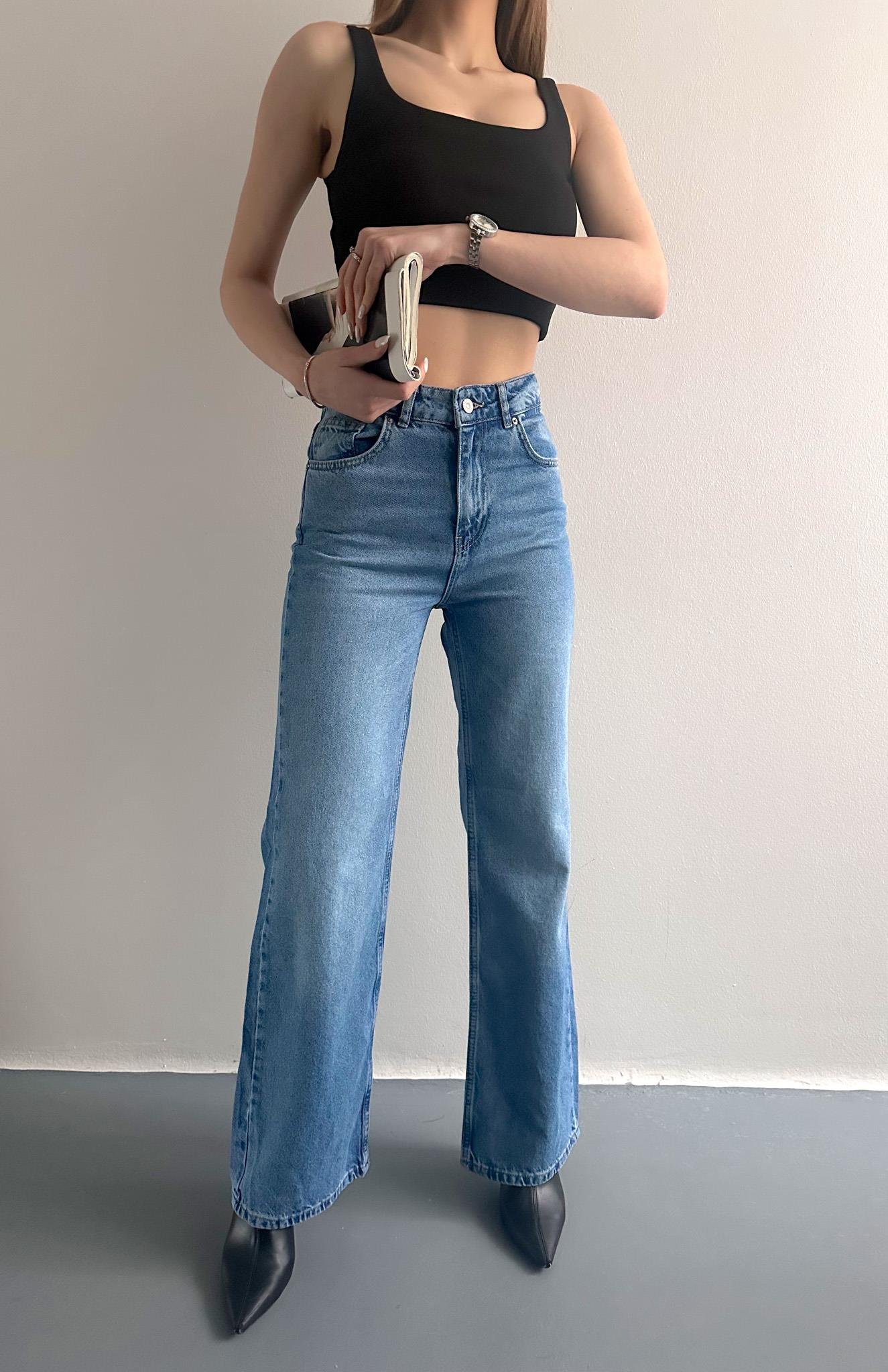 Basic Wideleg Pantolon MAVİ