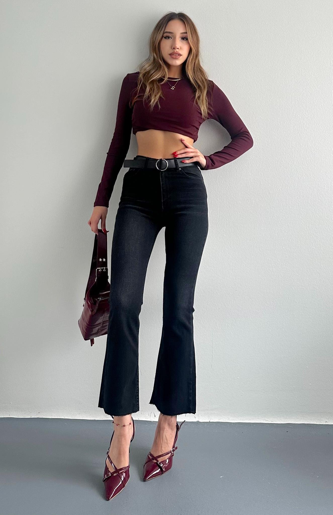 Bol Paça Kemerli Pantolon ANTRASİT