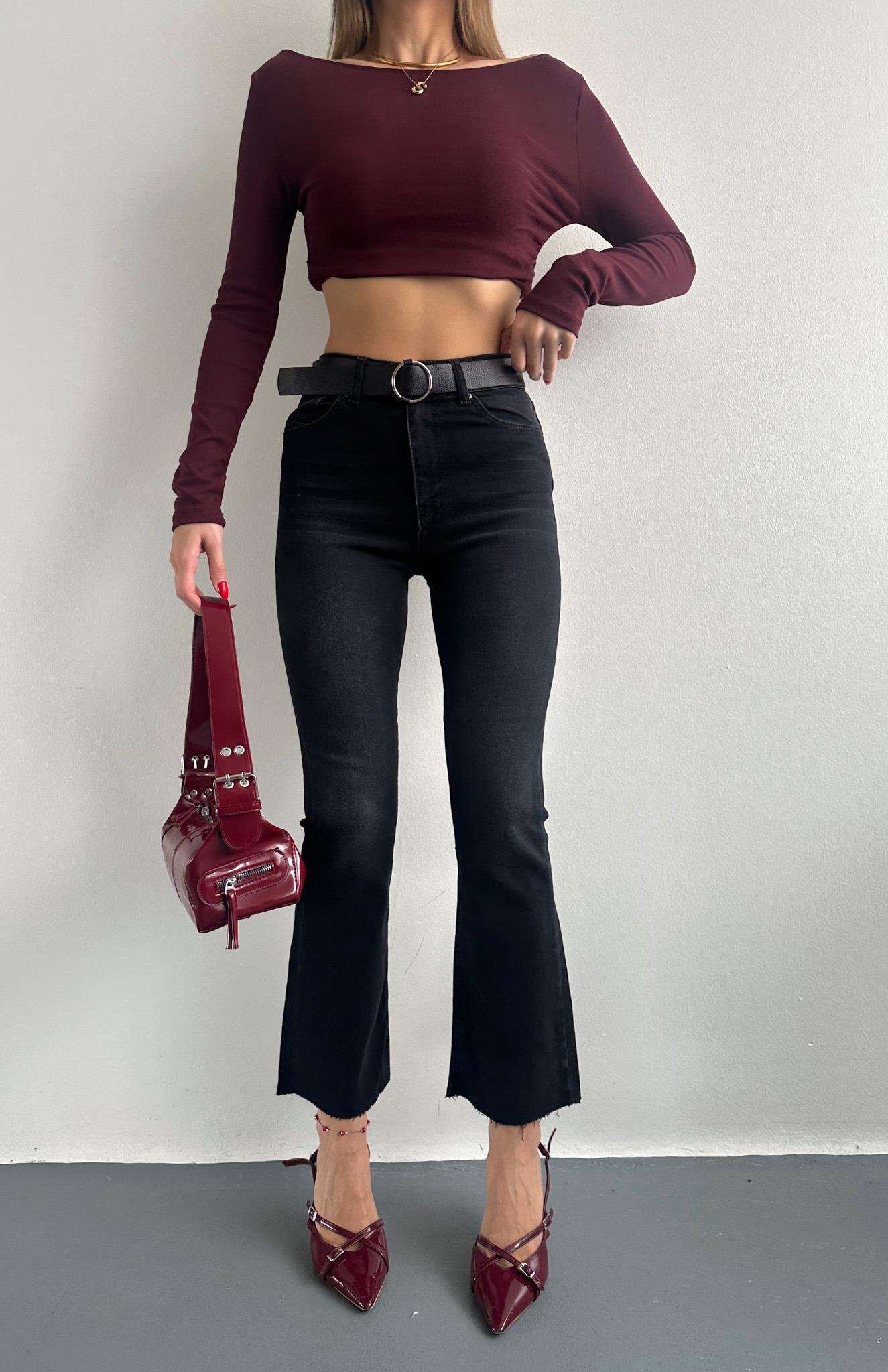 Bol Paça Kemerli Pantolon ANTRASİT