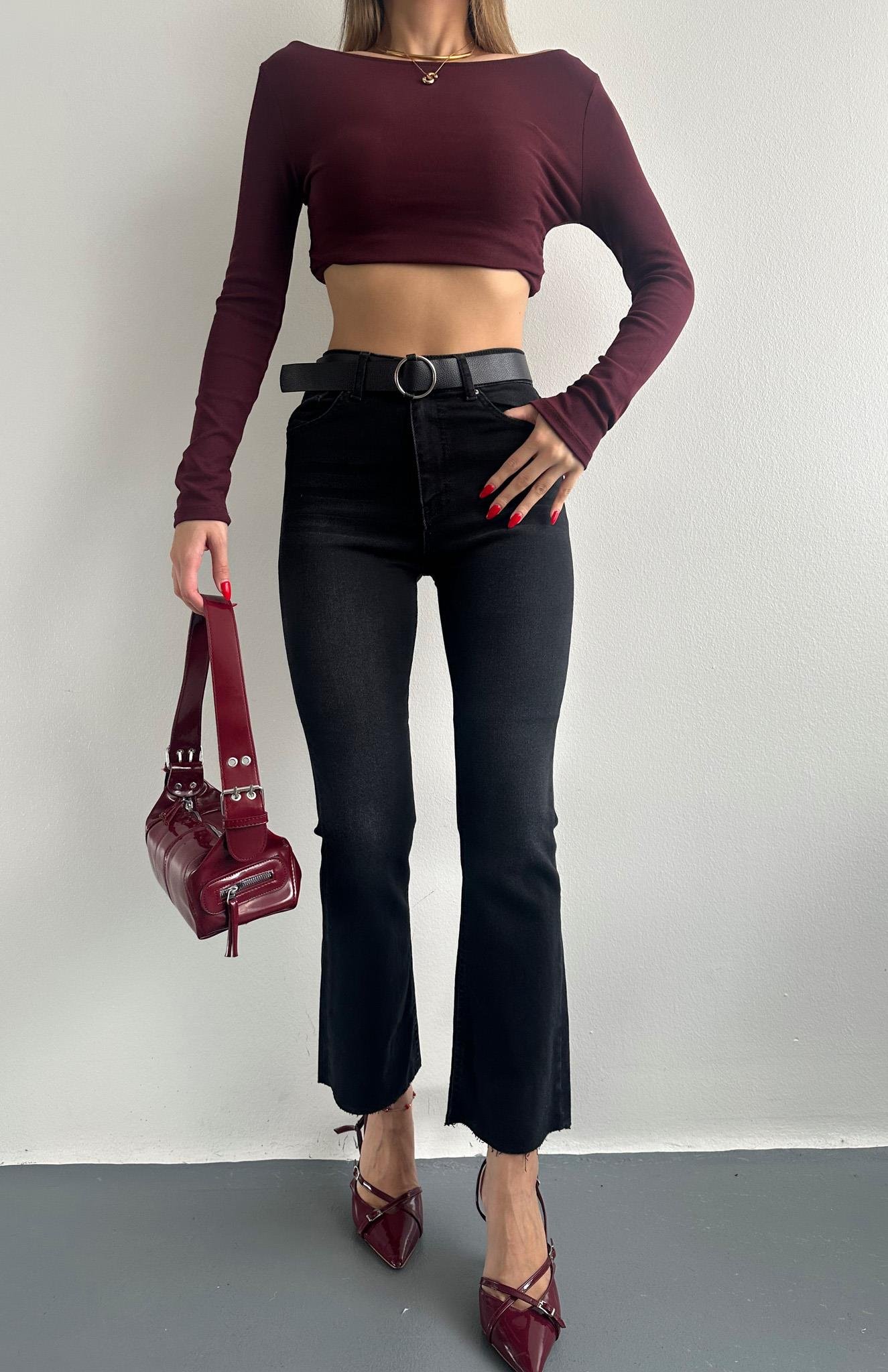 Bol Paça Kemerli Pantolon ANTRASİT