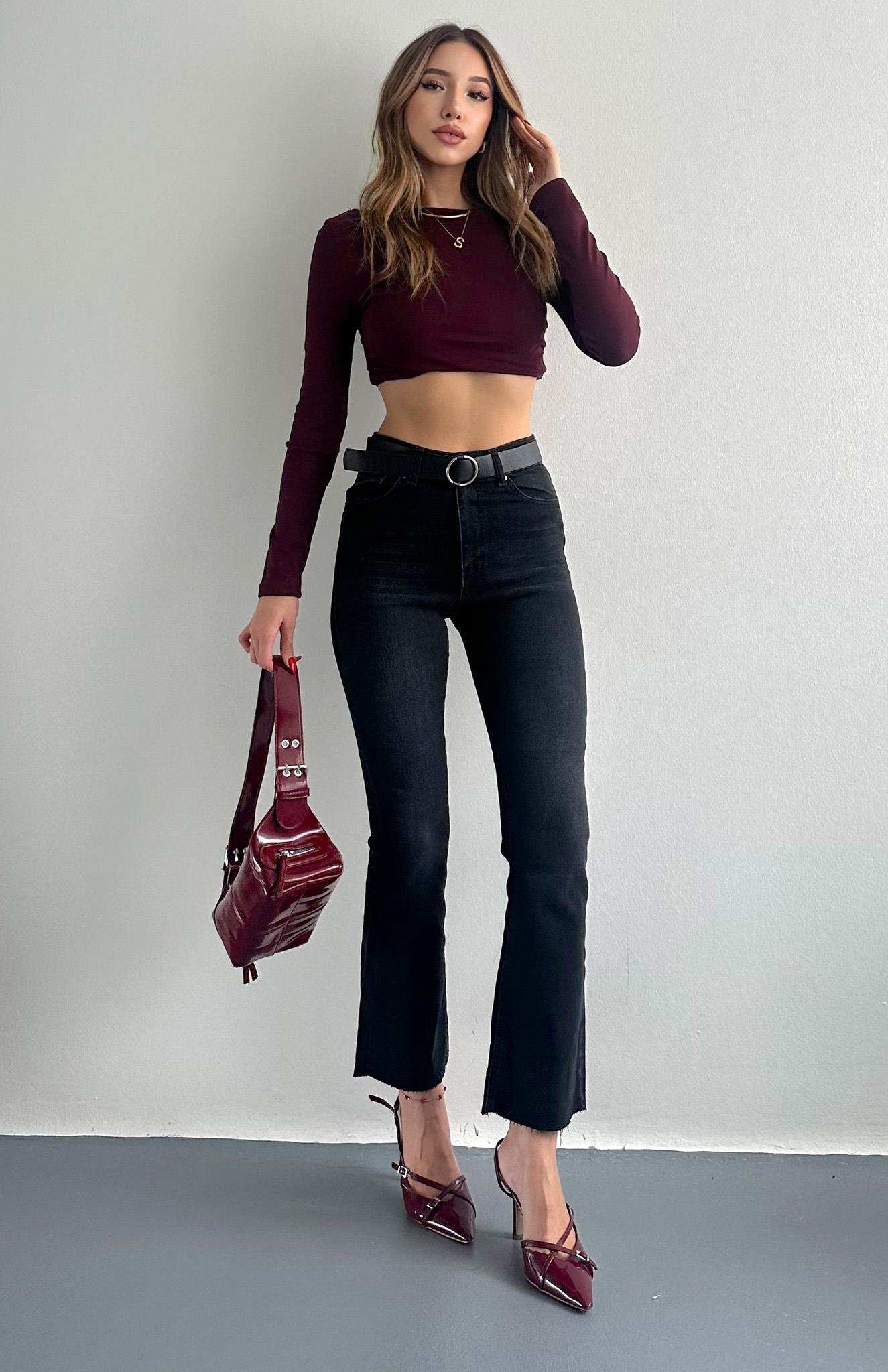 Bol Paça Kemerli Pantolon ANTRASİT