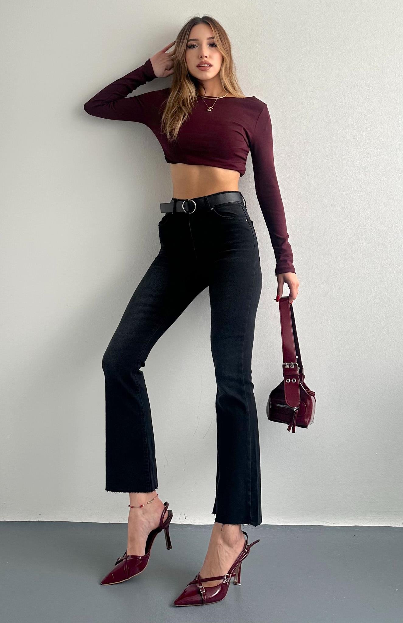 Bol Paça Kemerli Pantolon ANTRASİT