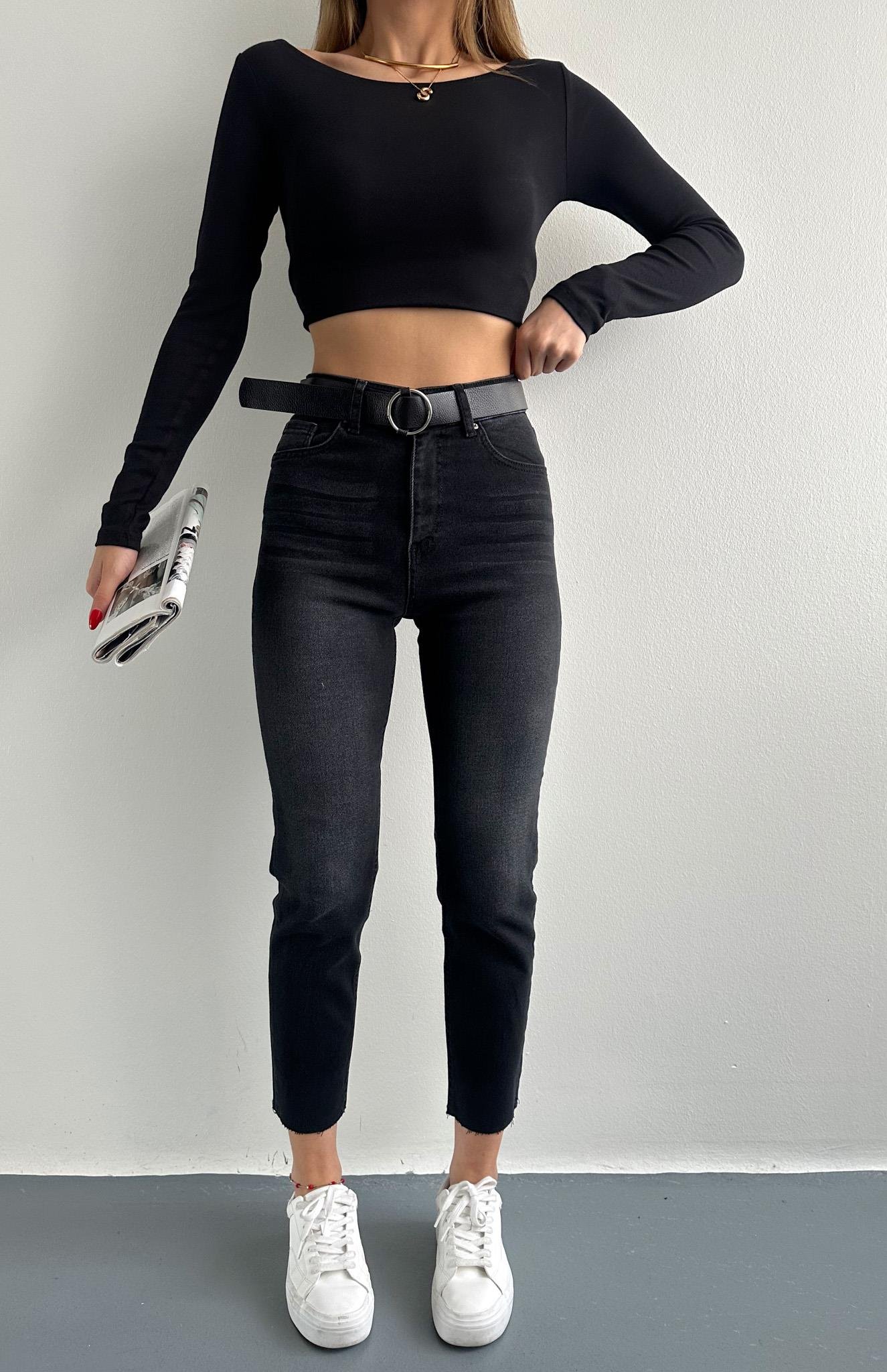 Dar Paça Kemerl Pantolon ANTRASİT