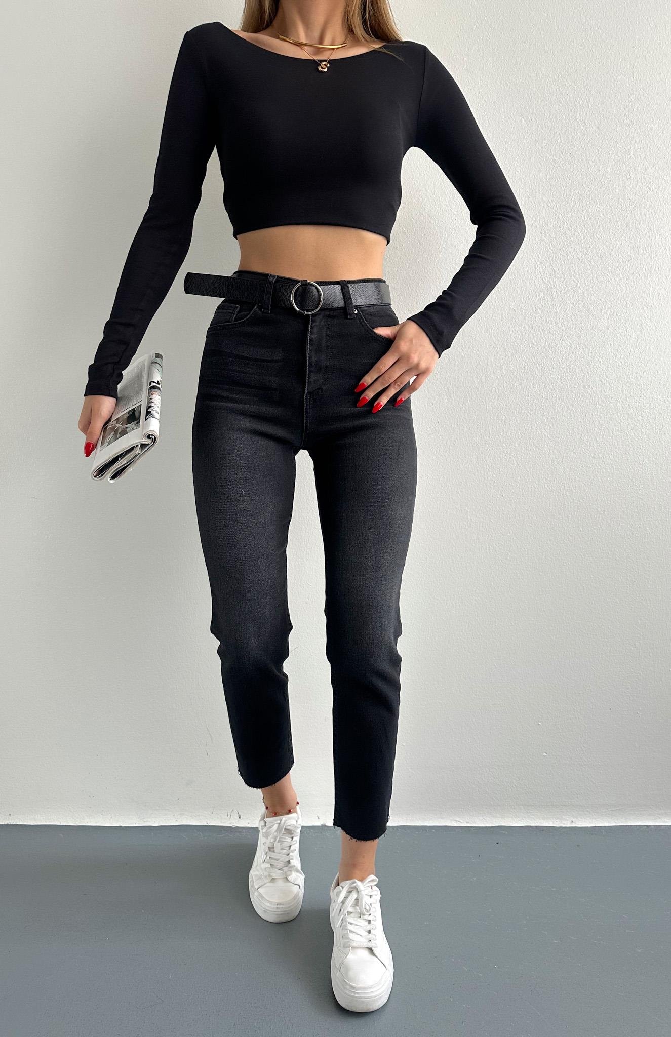 Dar Paça Kemerl Pantolon ANTRASİT