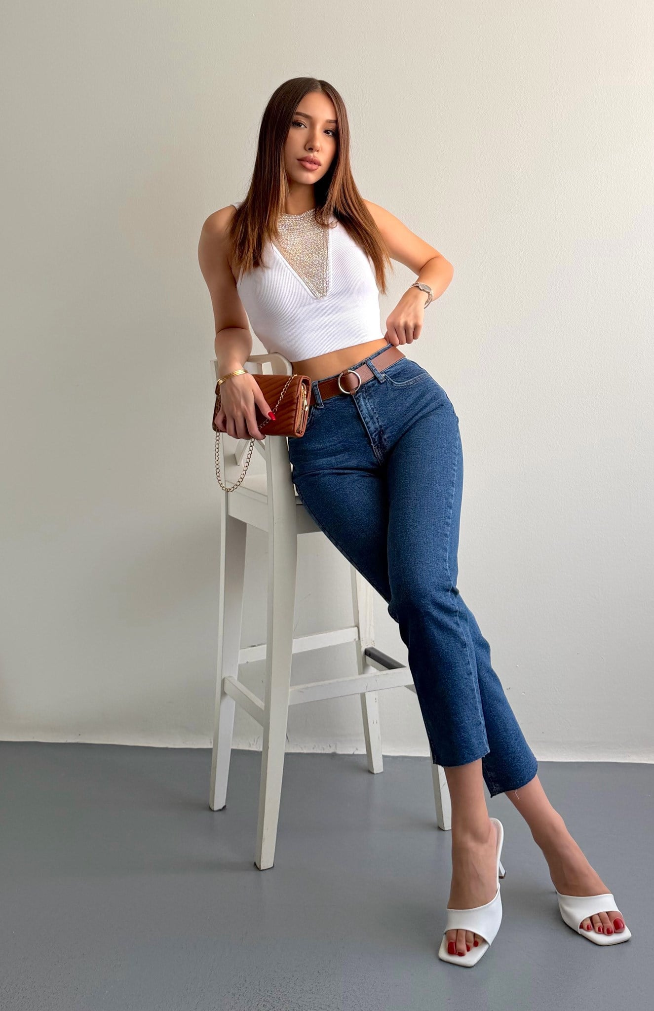 Dar Paça Kemerl Pantolon LACİVERT